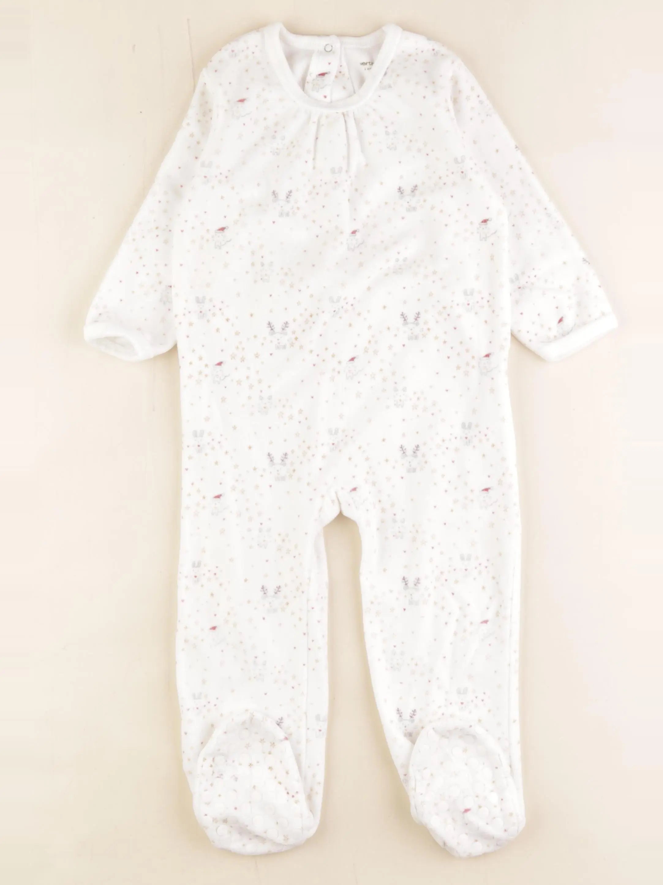 Vertbaudet - pyjama velours blanc - 2 ans