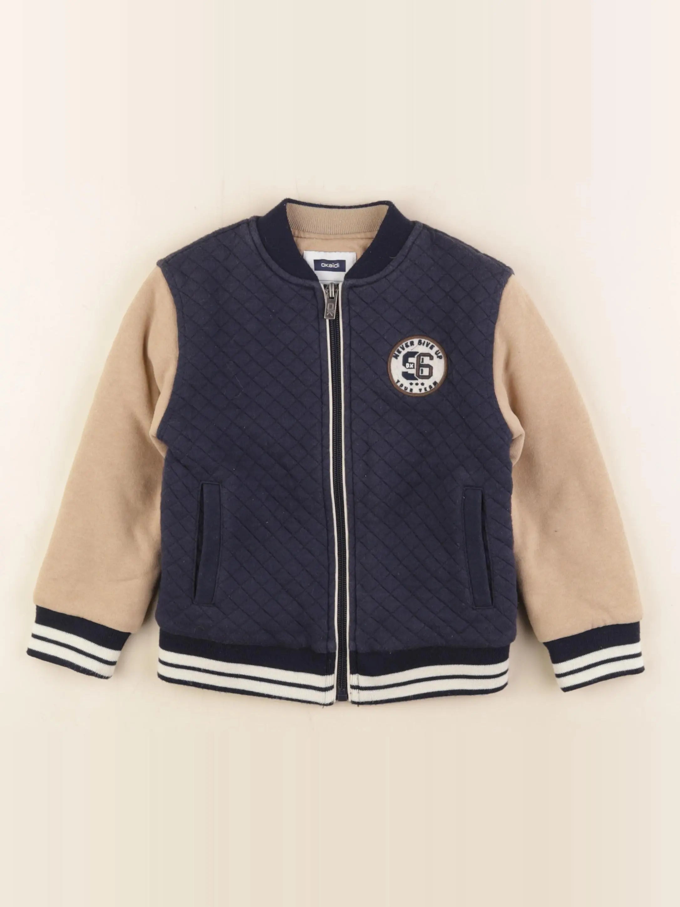 Okaidi - veste beige, bleu - 4 ans