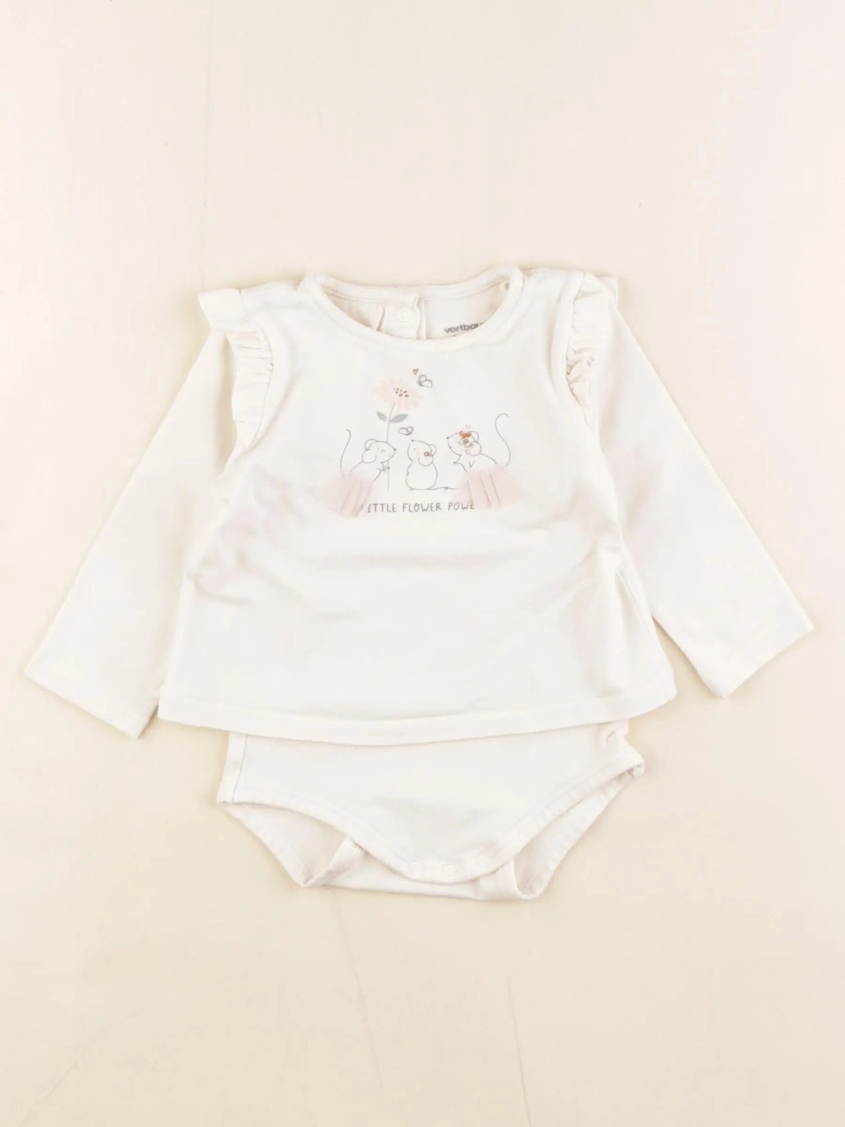 Vertbaudet - body tee-shirt blanc - 9 mois