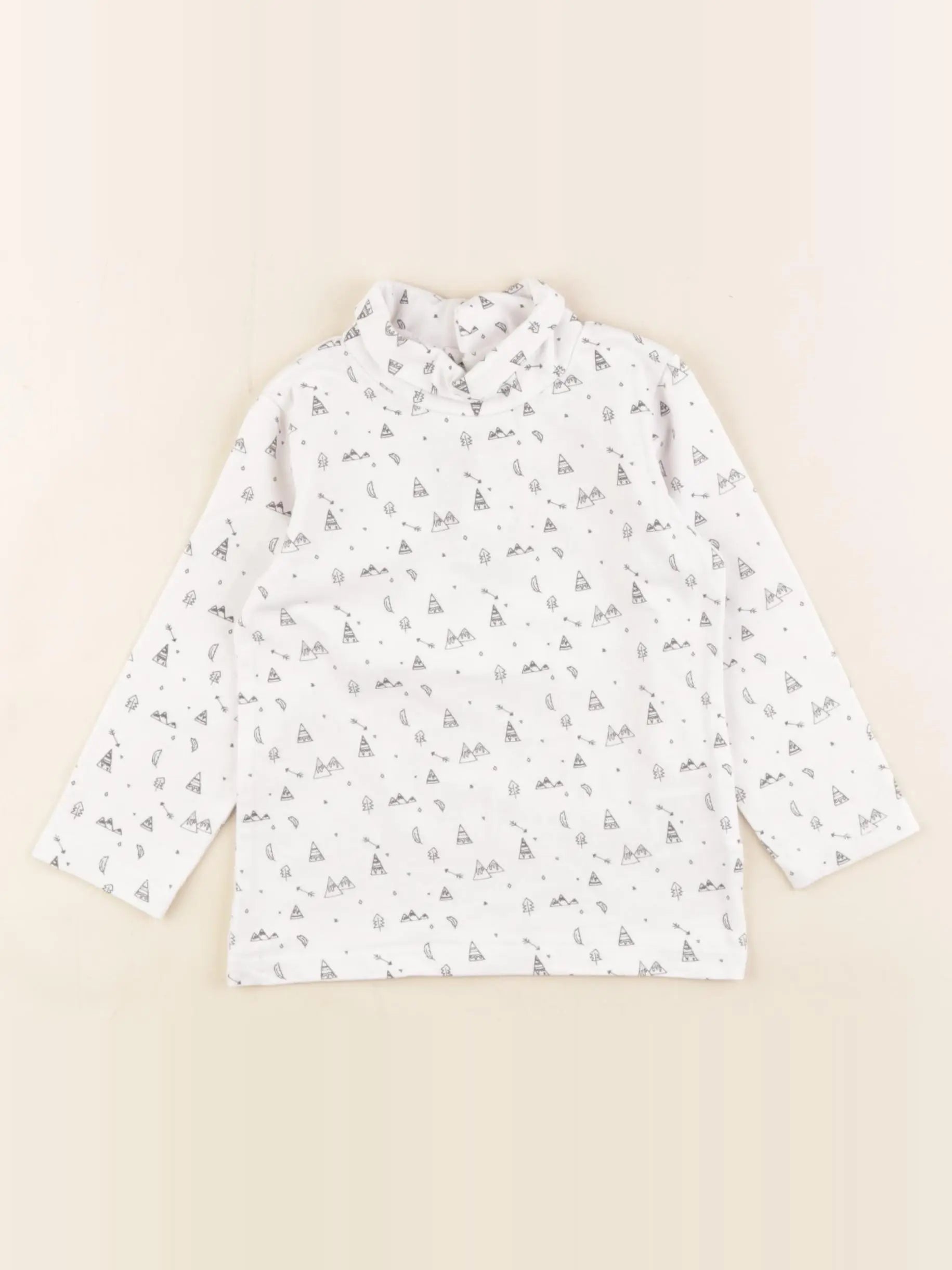 Vertbaudet - sous-pull blanc, gris - 12 mois