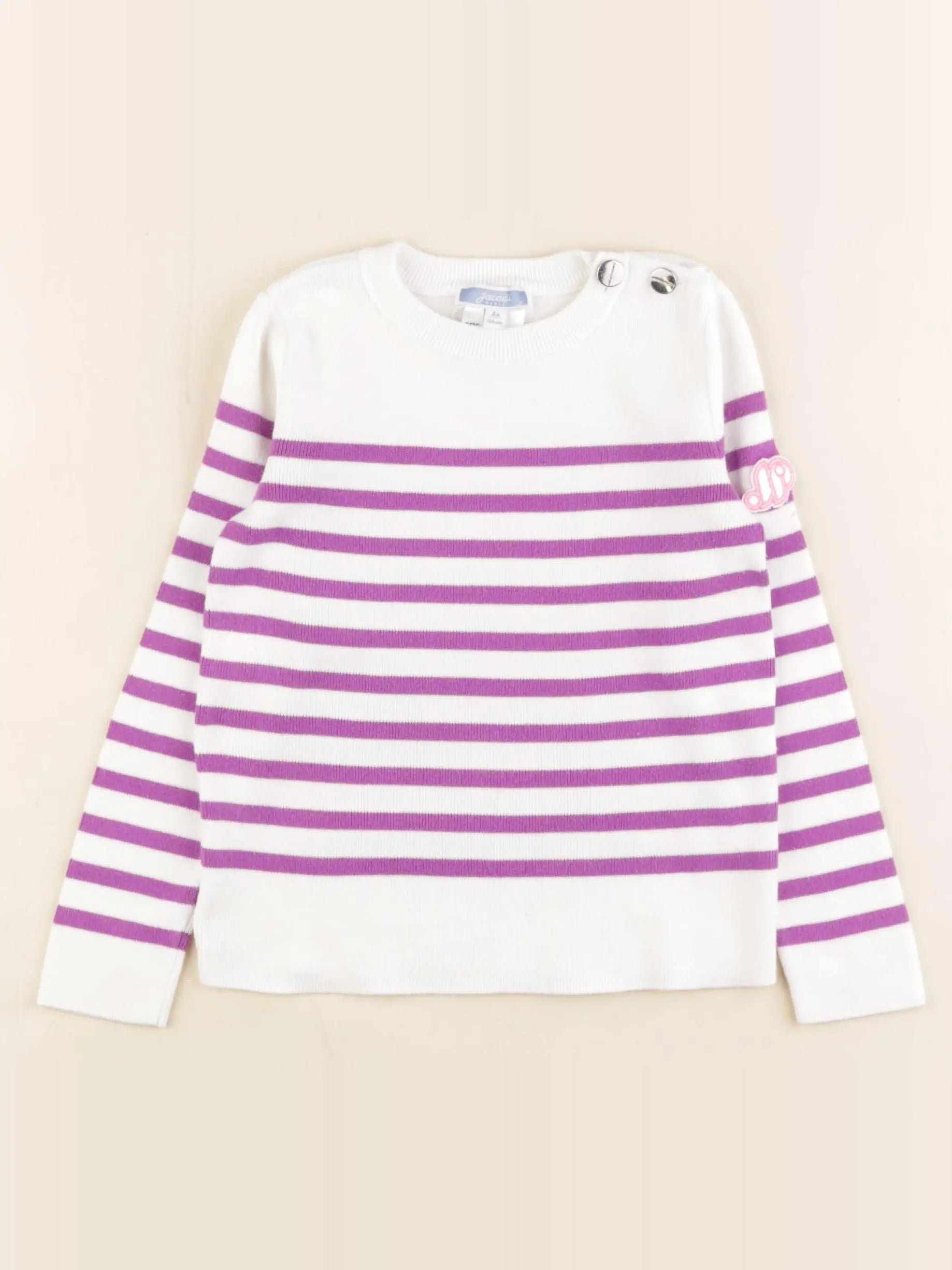 Jacadi - pull blanc, violet - 4 ans