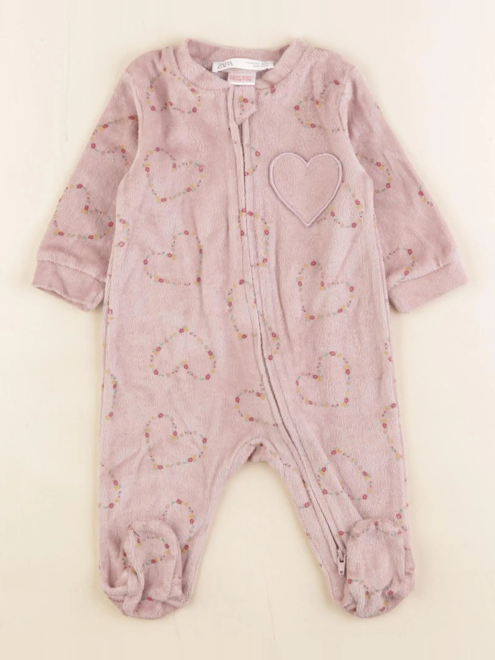 Zara - pyjama velours violet - 1/3 mois