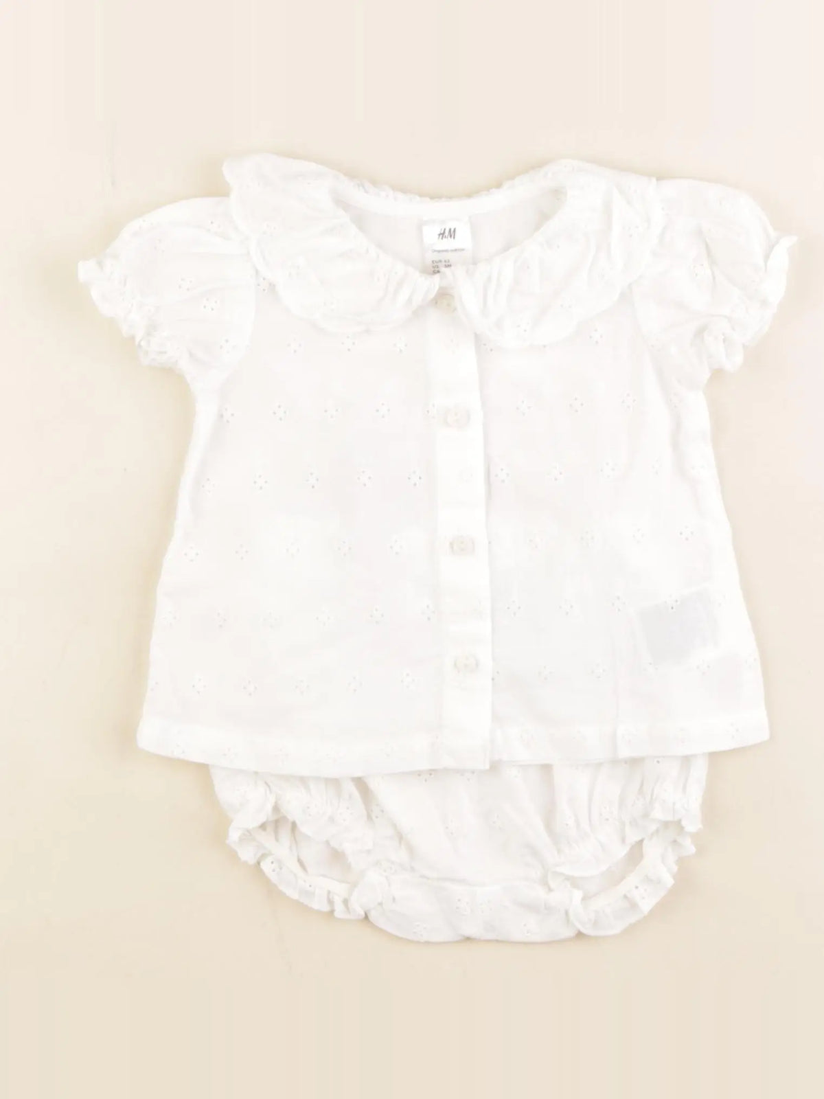 H&M - ensemble blanc - 2/4 mois