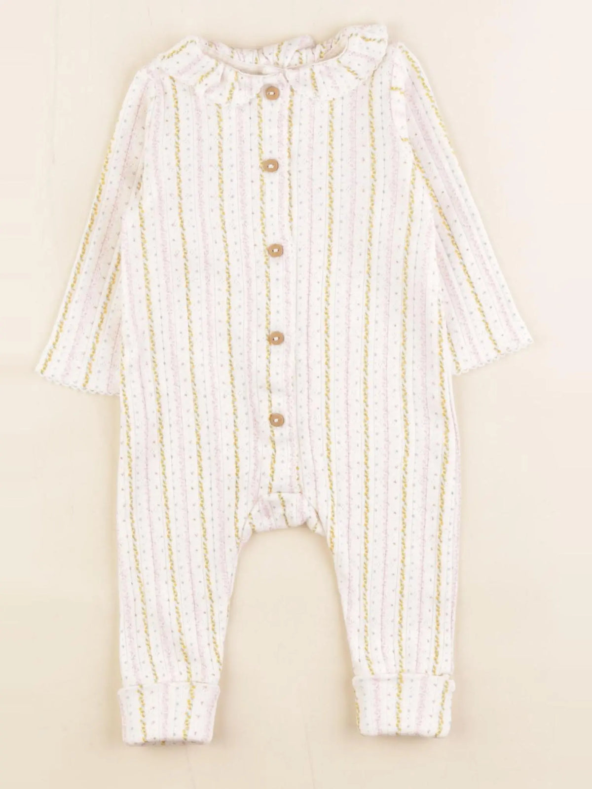 Zara - pyjama coton beige, jaune - 1/3 mois