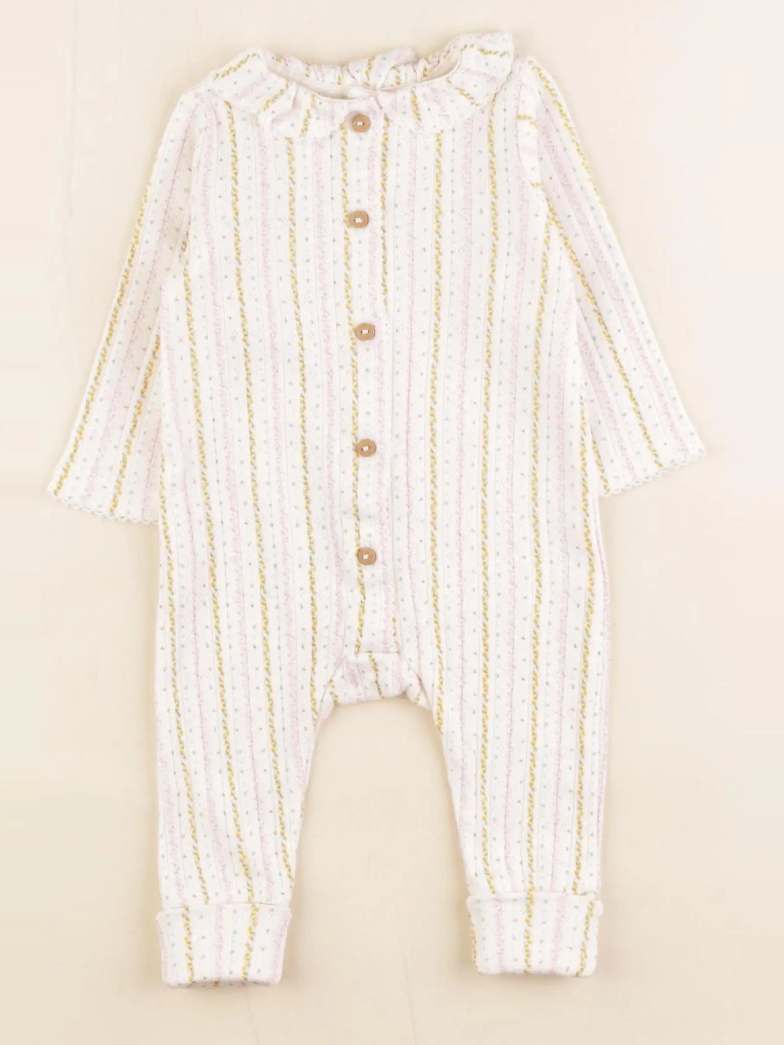 Zara - pyjama coton beige, jaune - 1/3 mois