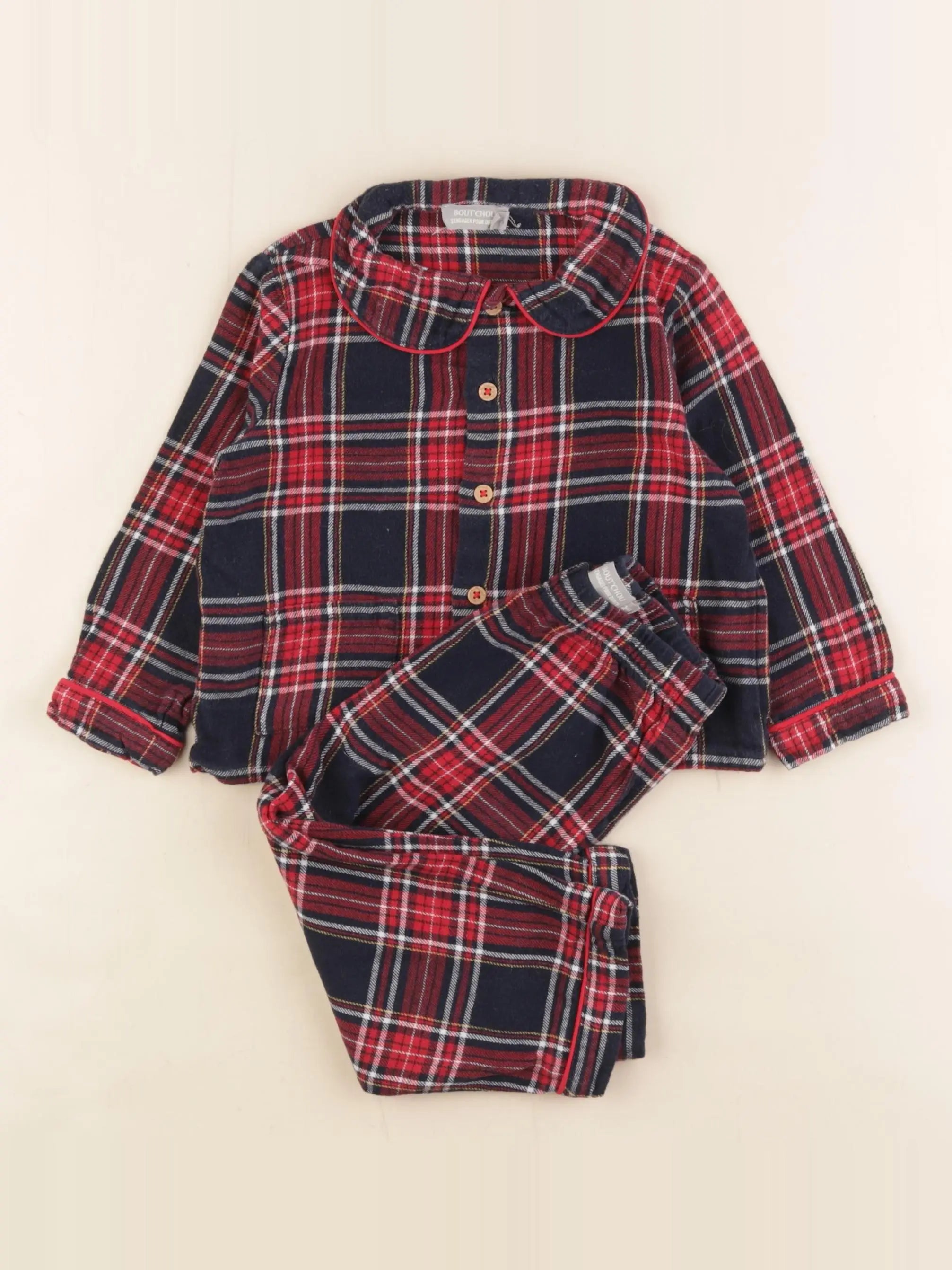 Boutchou - pyjama bleu, rouge - 2 ans
