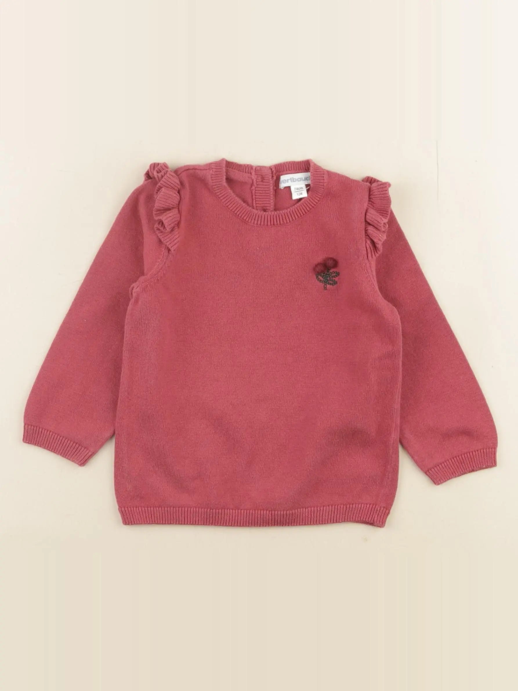 Vertbaudet - pull rose - 12 mois