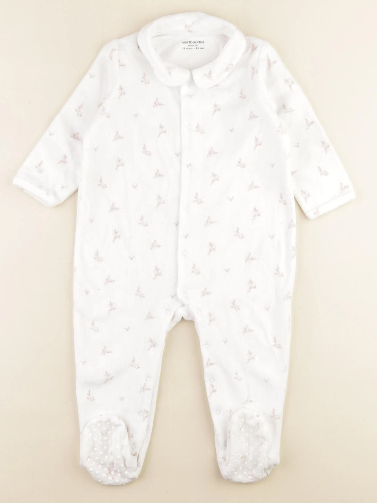 Vertbaudet - pyjama velours blanc - 18 mois