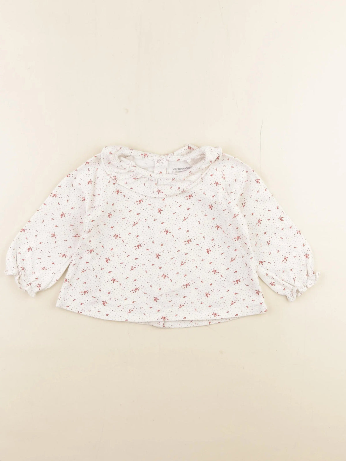 Vertbaudet - tee-shirt blanc, rose - 12 mois