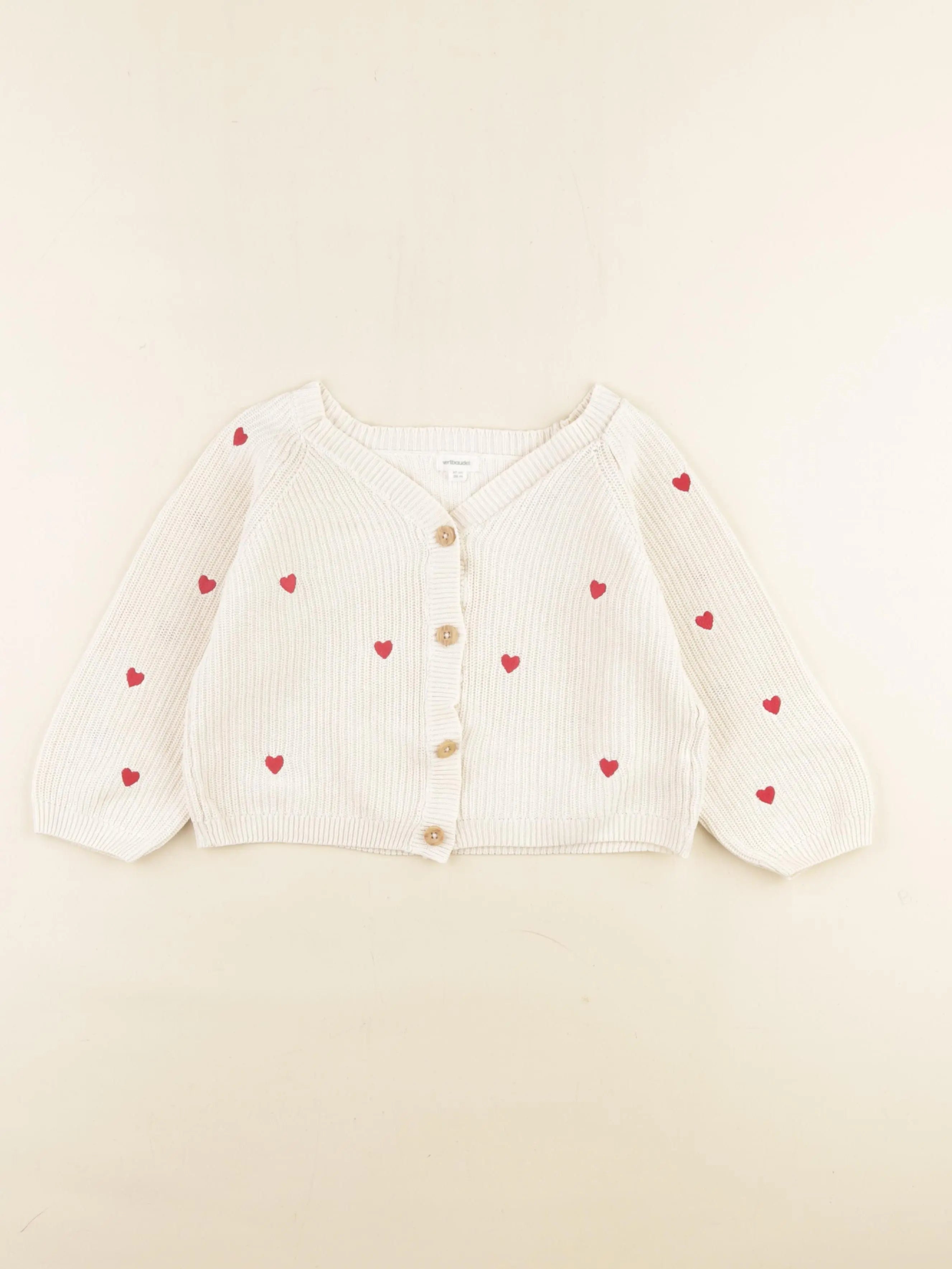 Vertbaudet - gilet rouge - 36 mois