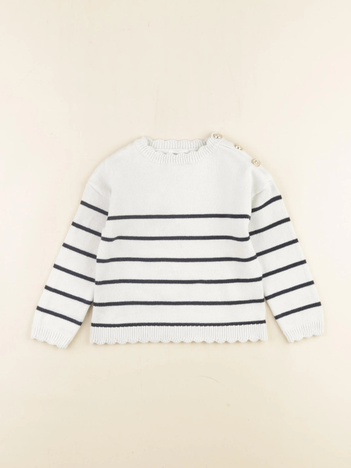 Vertbaudet - pull blanc, bleu - 4 ans