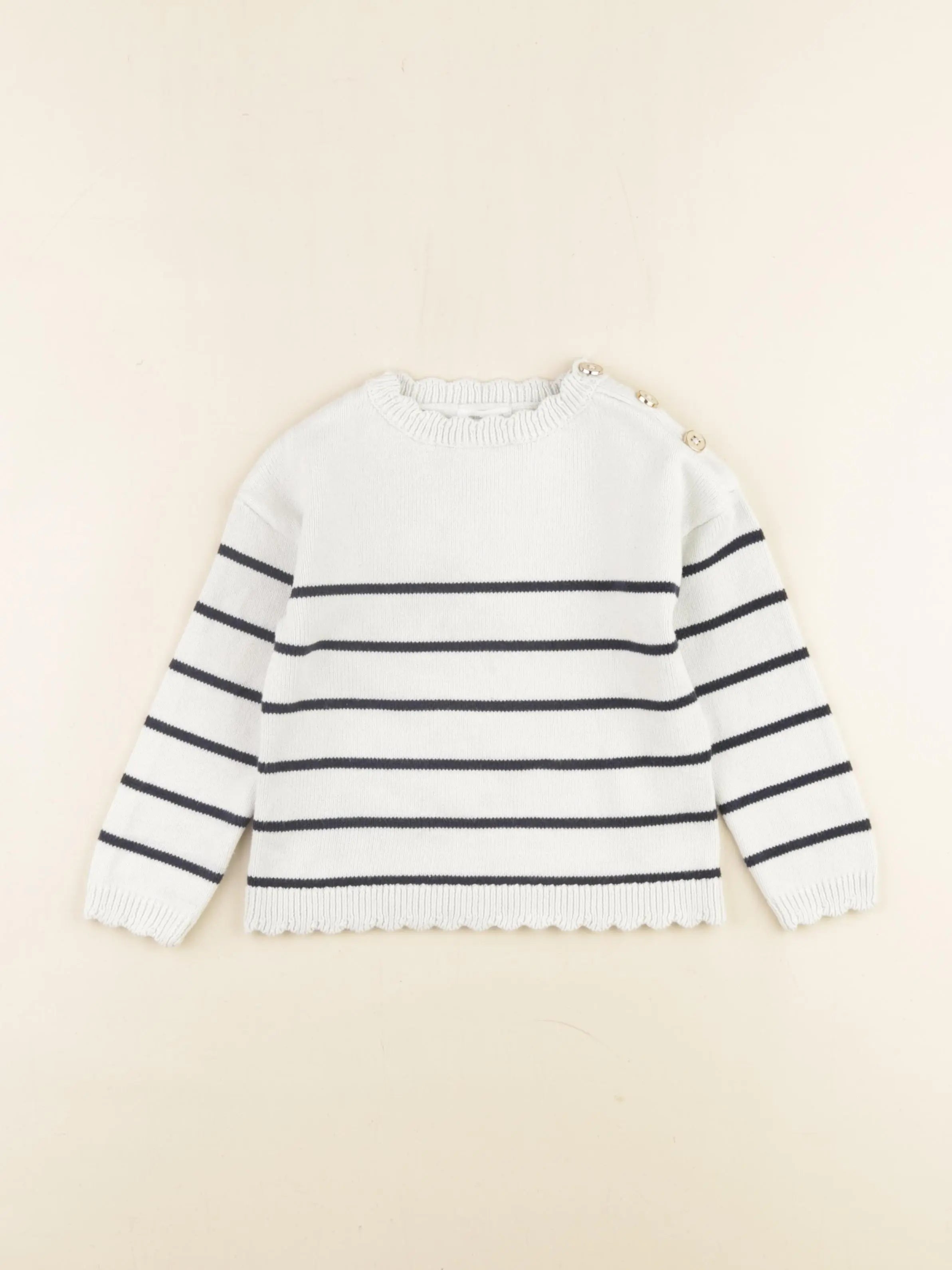 Vertbaudet - pull blanc, bleu - 4 ans