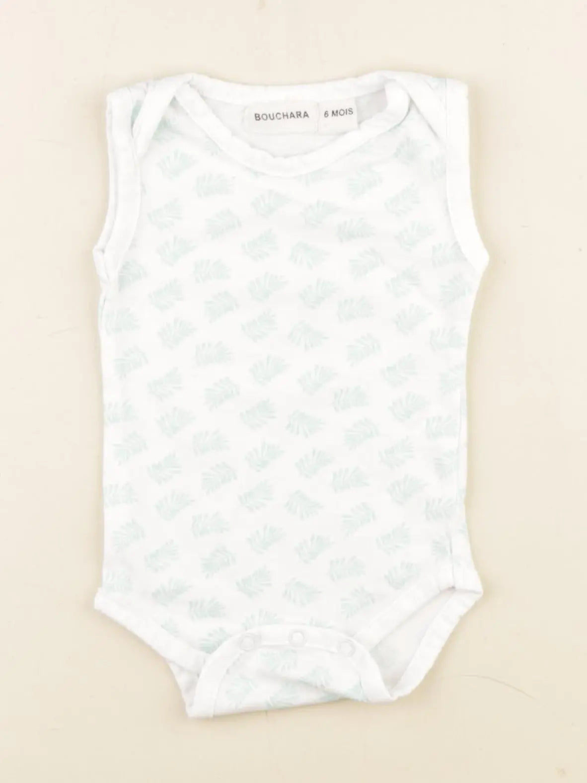 Bouchara - body coton blanc, bleu - 6 mois