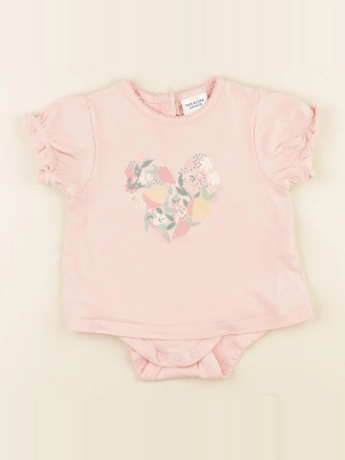 Tape à l'oeil - body tee-shirt coton rose - 6 mois