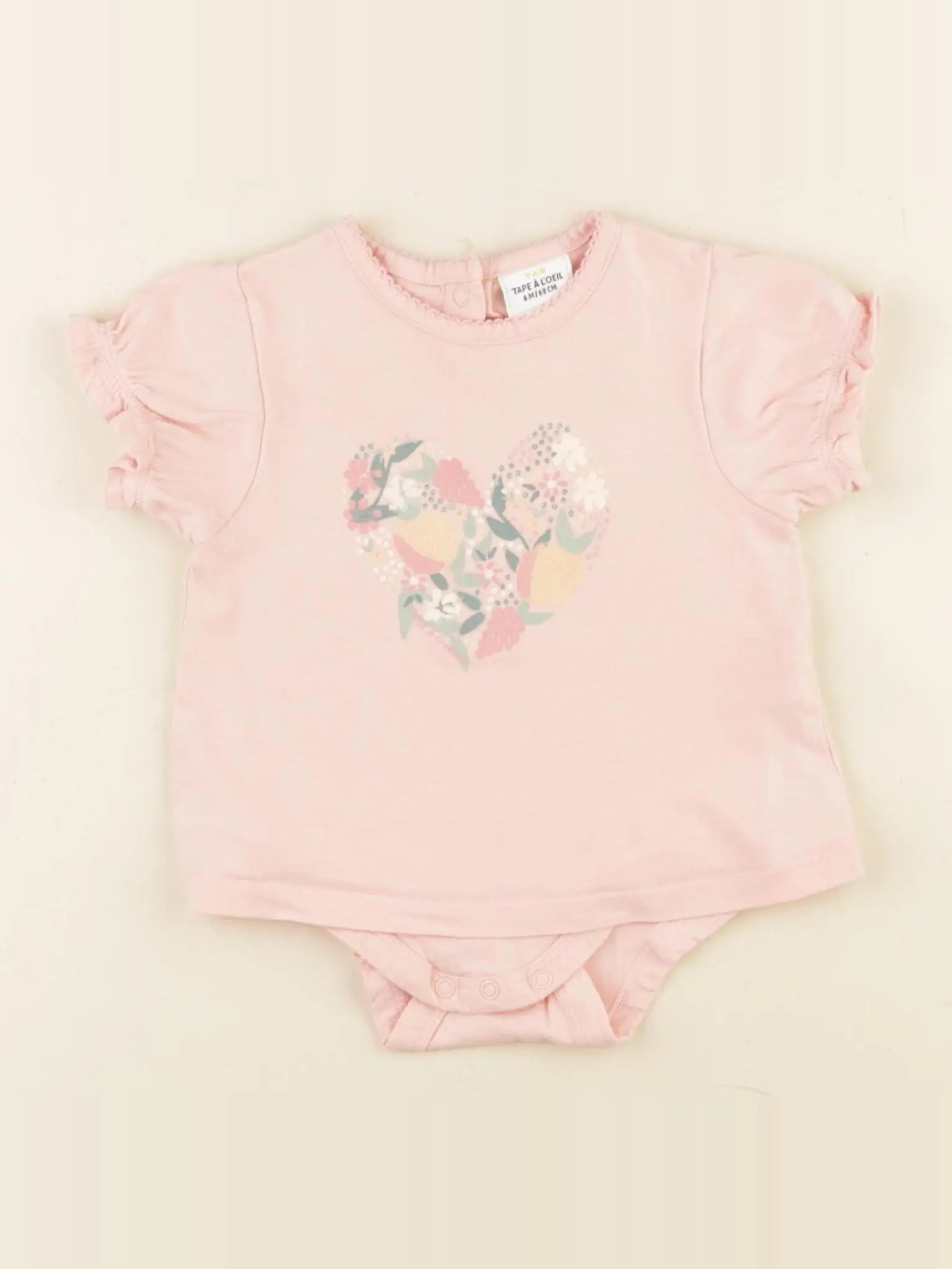 Tape à l'oeil - body tee-shirt coton rose - 6 mois