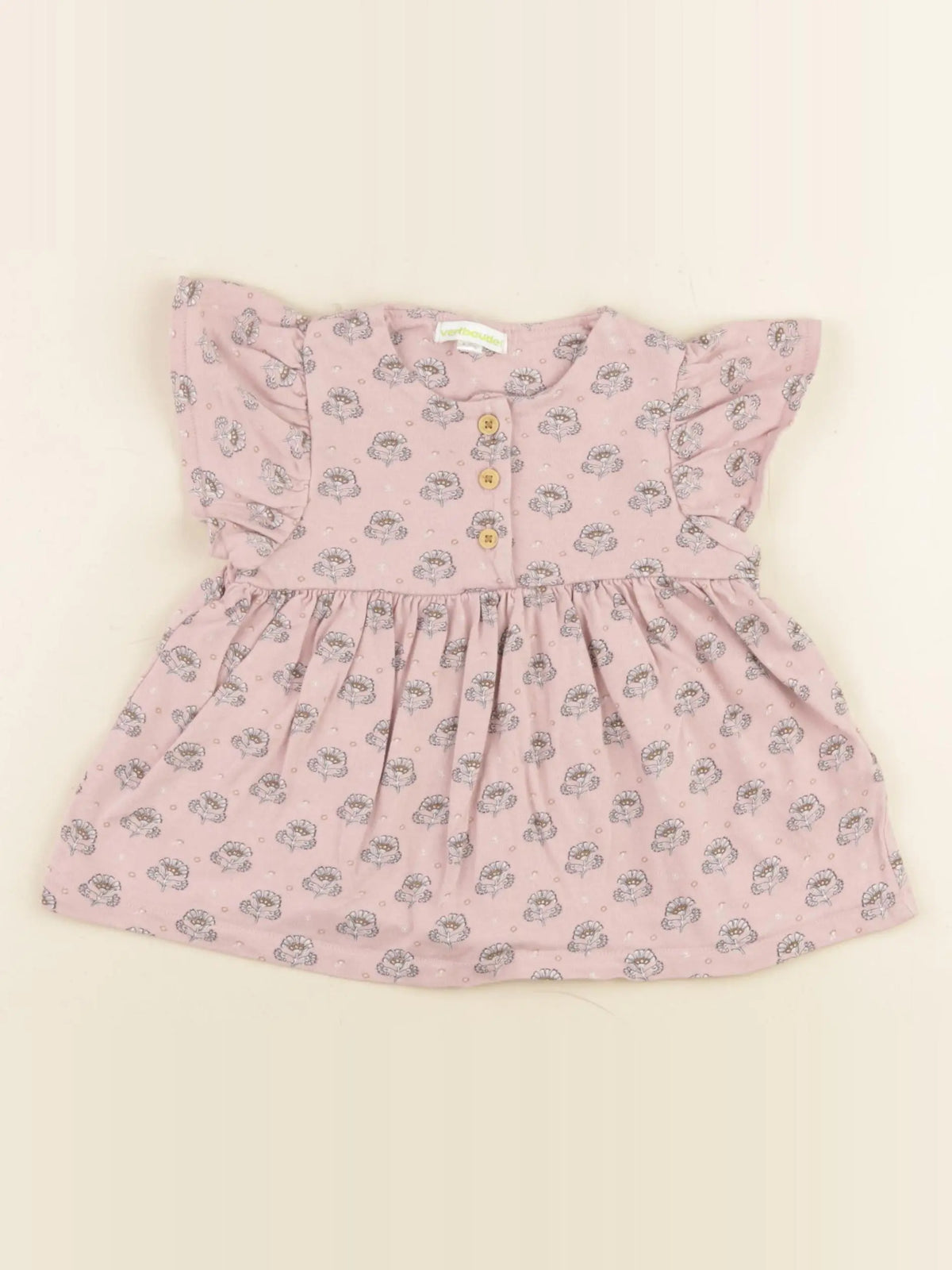 Vertbaudet - robe coton violet - 6 mois