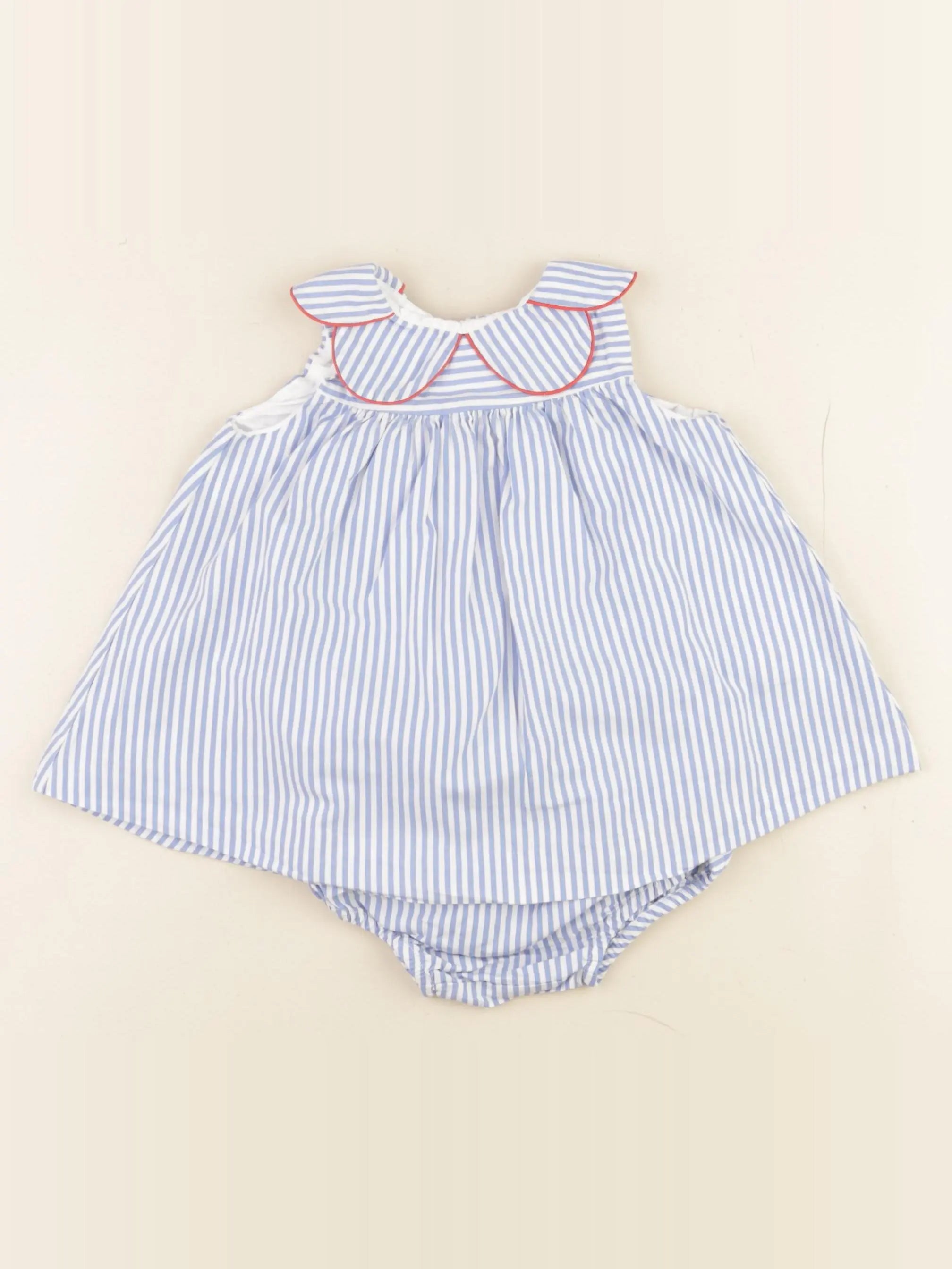 Jacadi - robe blanc, bleu - 6 mois