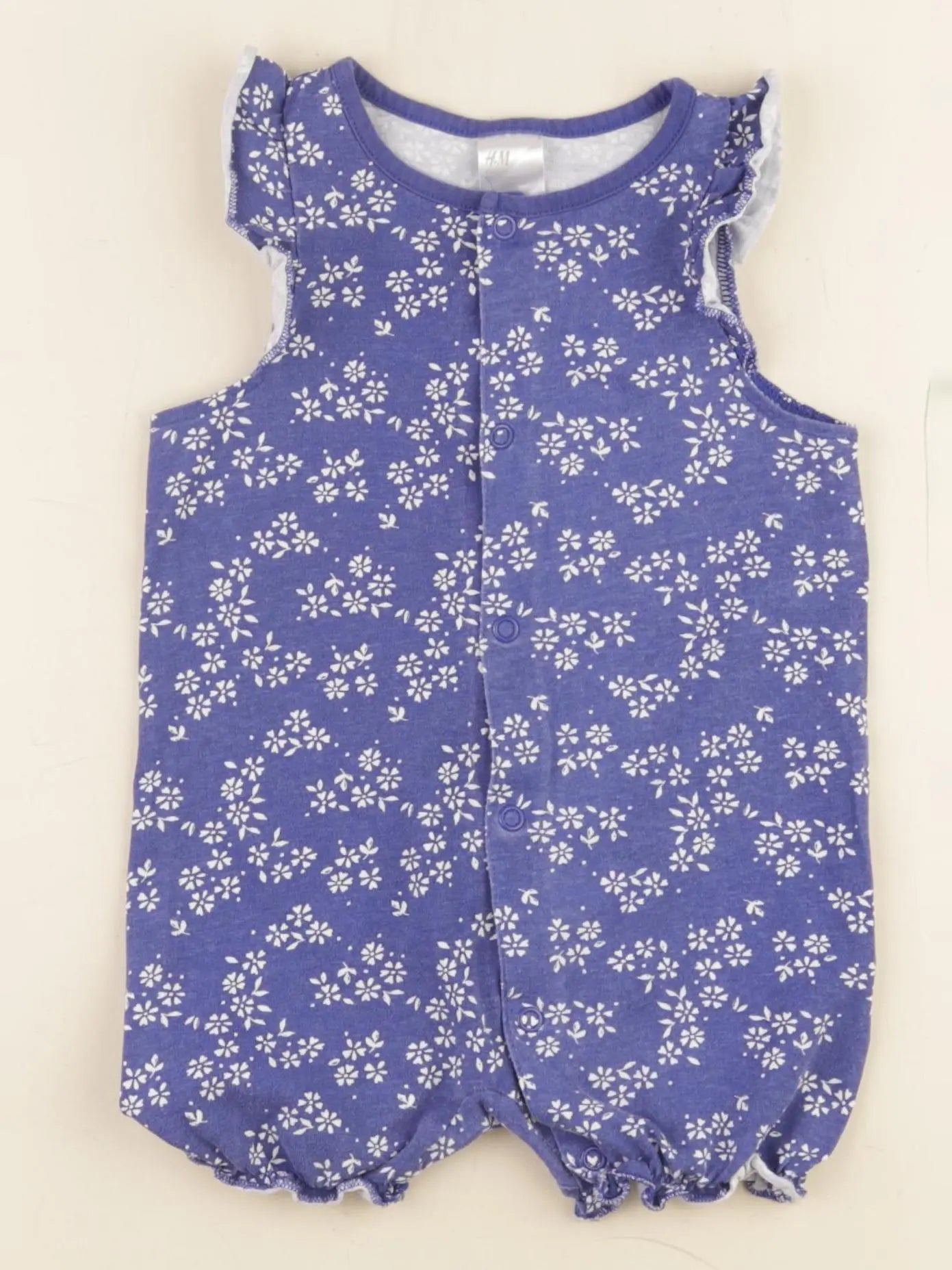 H&M - pyjama coton bleu, blanc - 2/4 mois