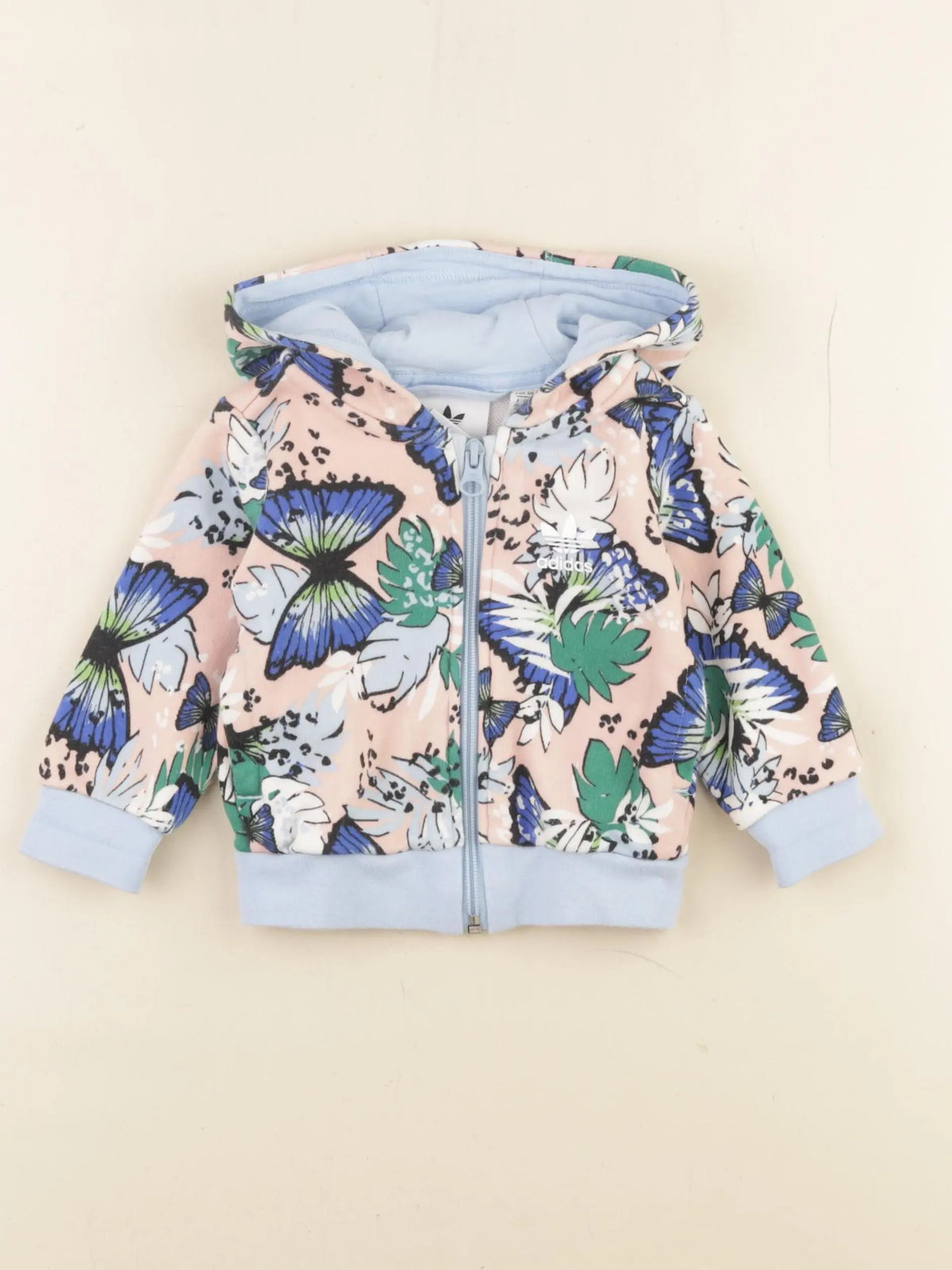 Adidas - sweat bleu, rose - 3/6 mois