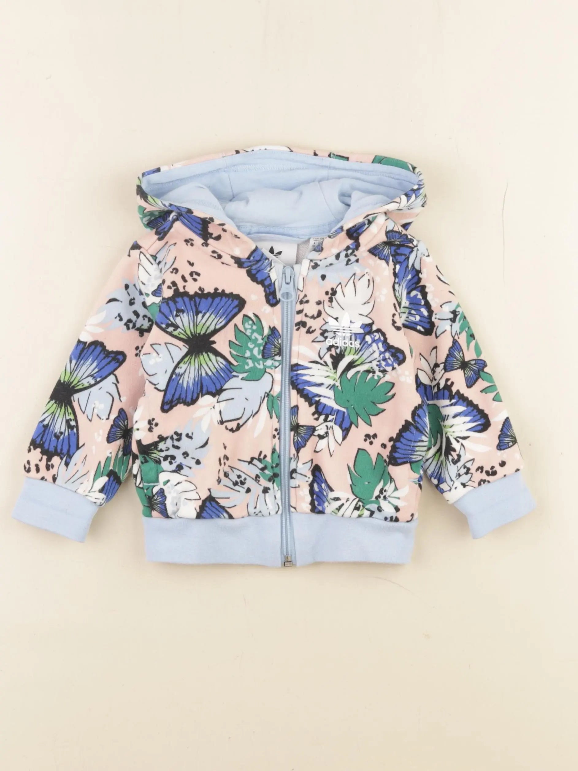 Adidas - sweat bleu, rose - 3/6 mois