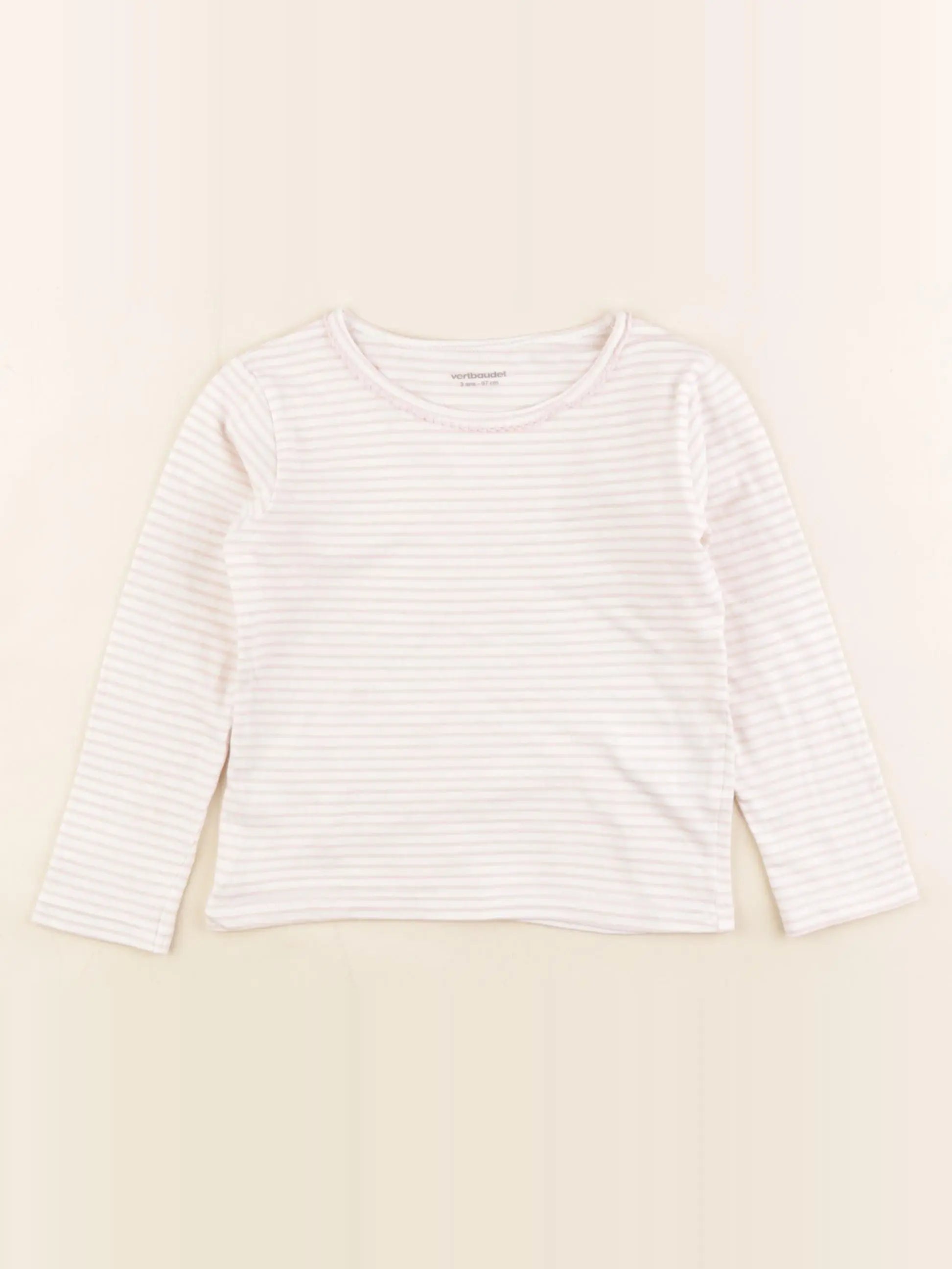 Vertbaudet - maillot de corps blanc, rose - 3 ans