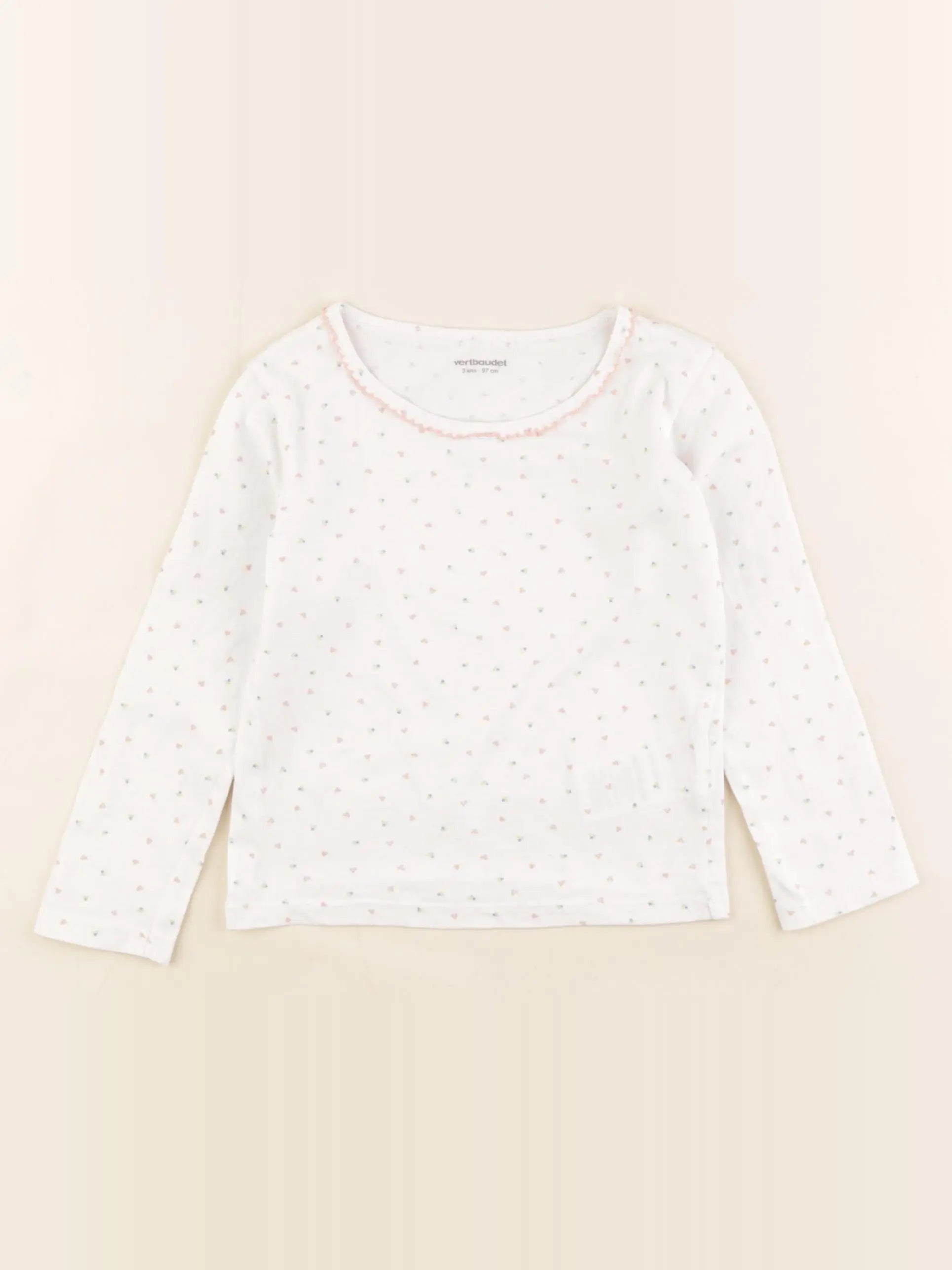 Vertbaudet - maillot de corps blanc, rose - 3 ans