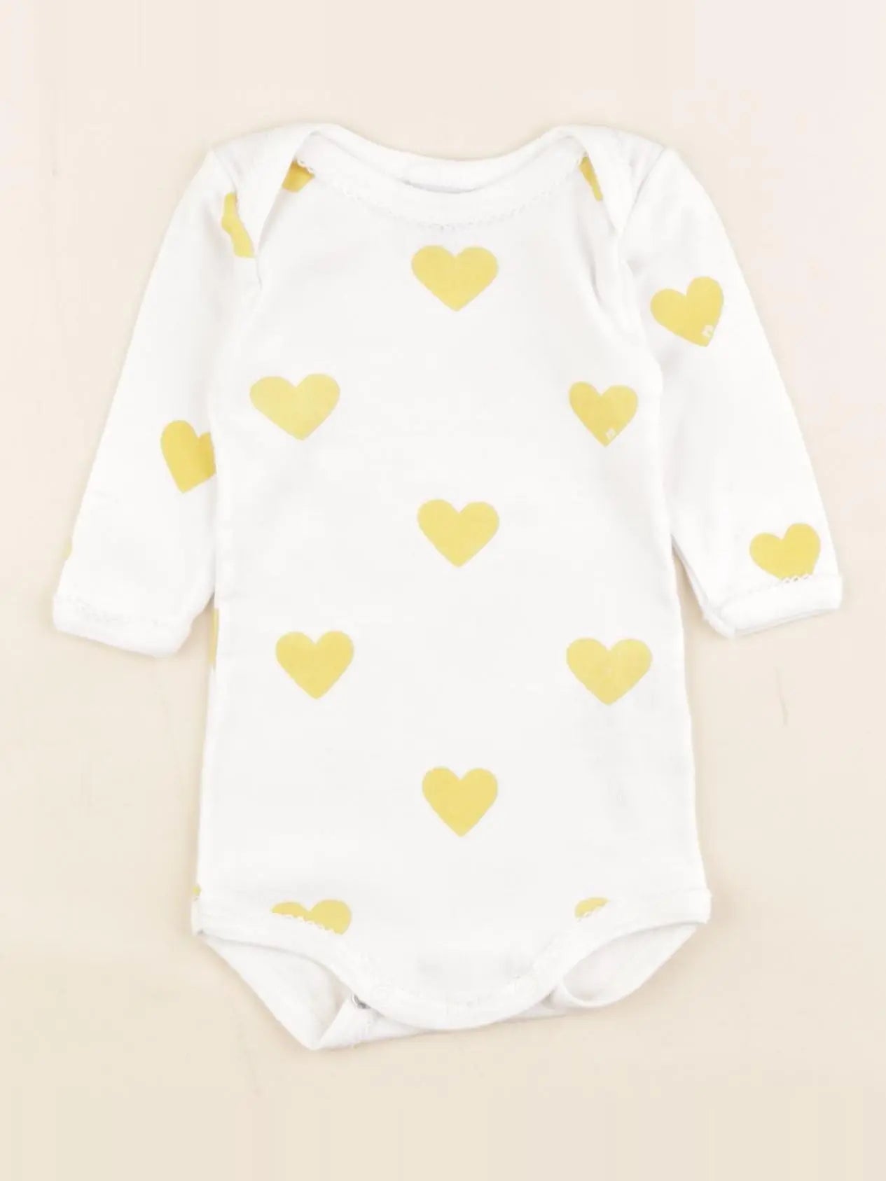 Petit Bateau - body blanc, jaune - 3 mois