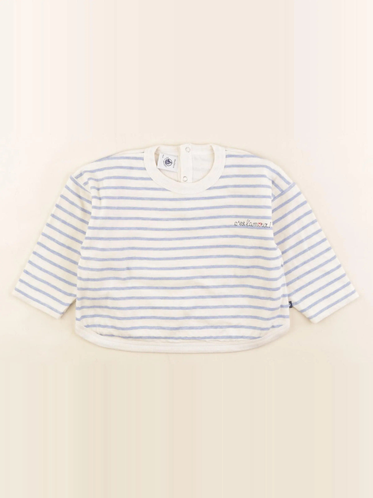 Petit Bateau - sweat blanc, bleu - 18 mois