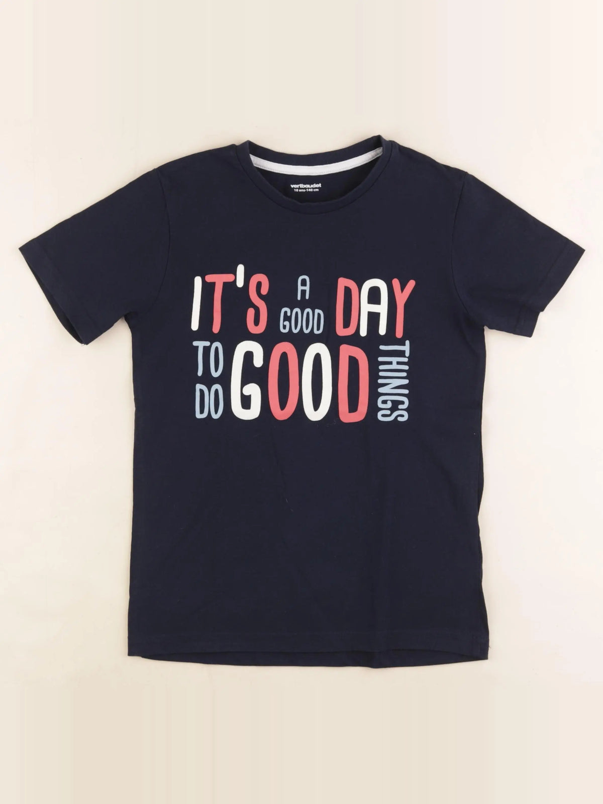 Vertbaudet - tee-shirt bleu - 10 ans