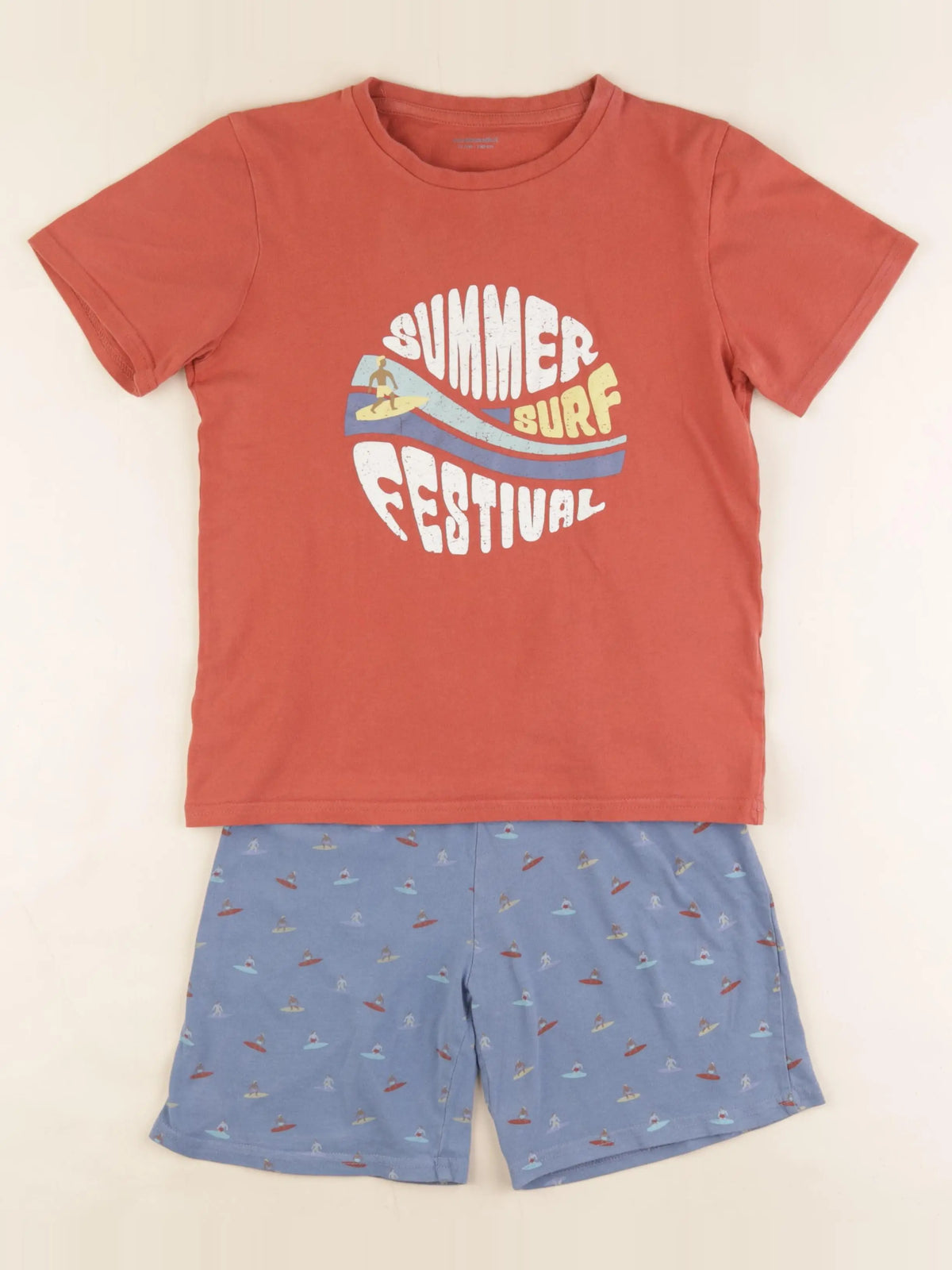 Vertbaudet - pyjama coton bleu, rouge - 10 ans