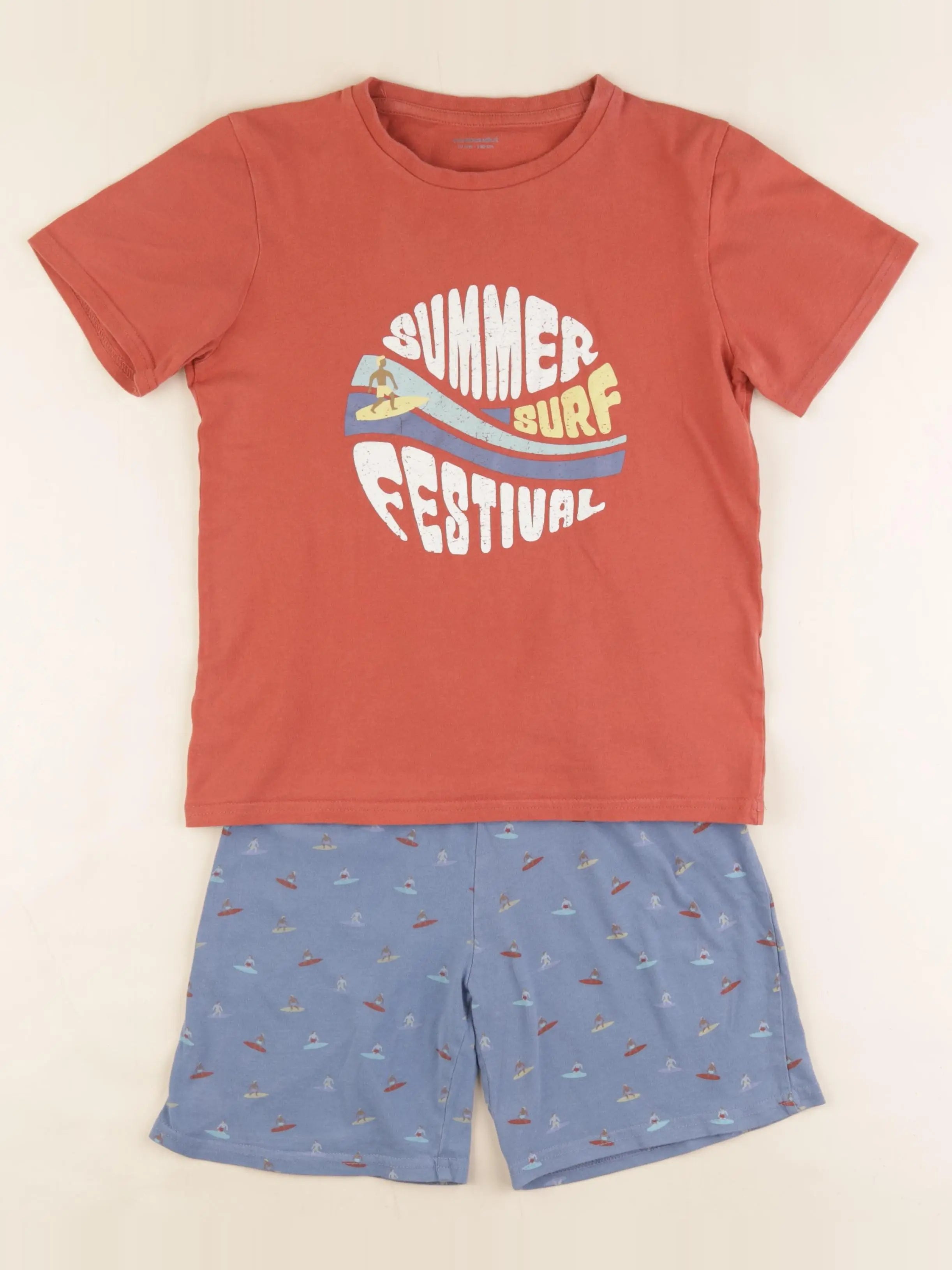 Vertbaudet - pyjama coton bleu, rouge - 10 ans