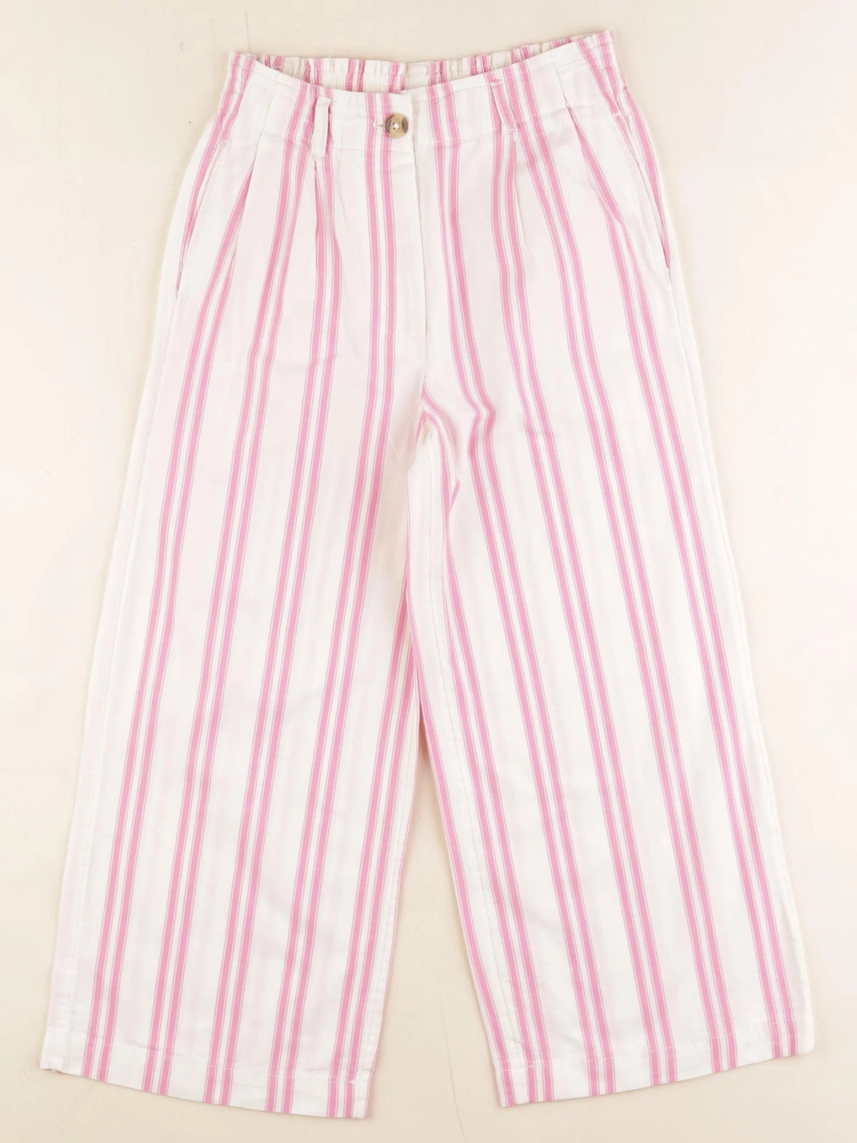 Monoprix - pantalon blanc, rose - 8 ans