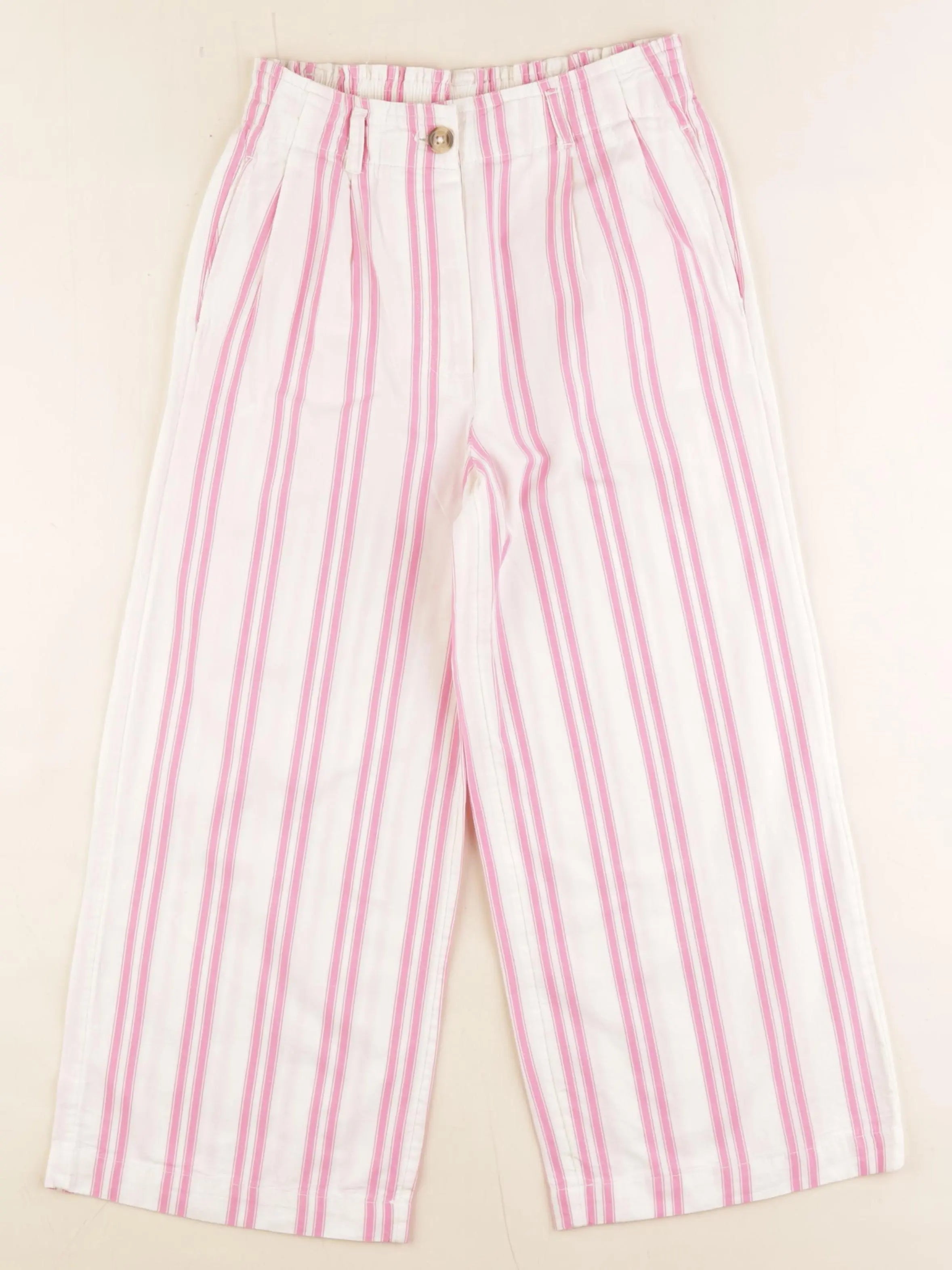 Monoprix - pantalon blanc, rose - 8 ans