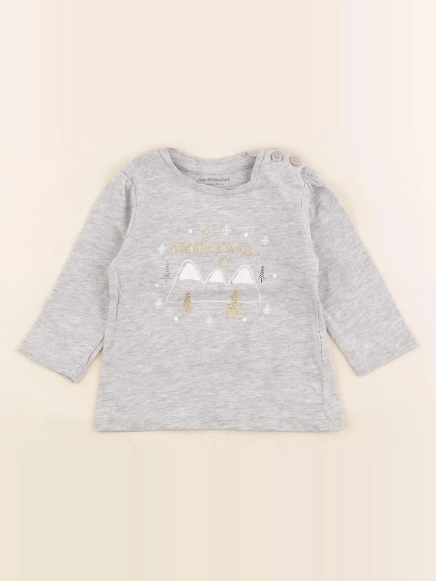 Vertbaudet - tee-shirt gris - 3 mois