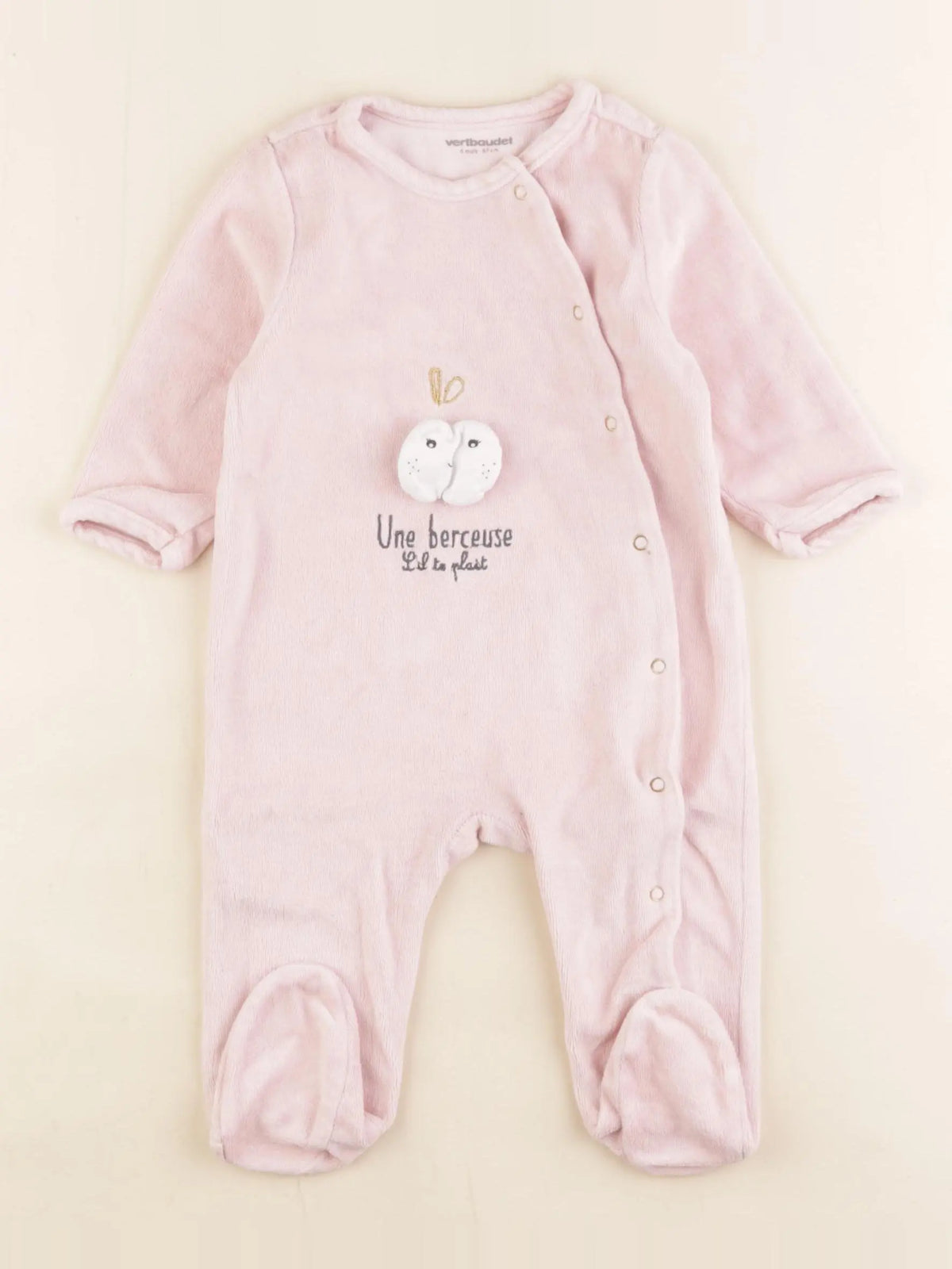 Vertbaudet - pyjama velours rose - 6 mois