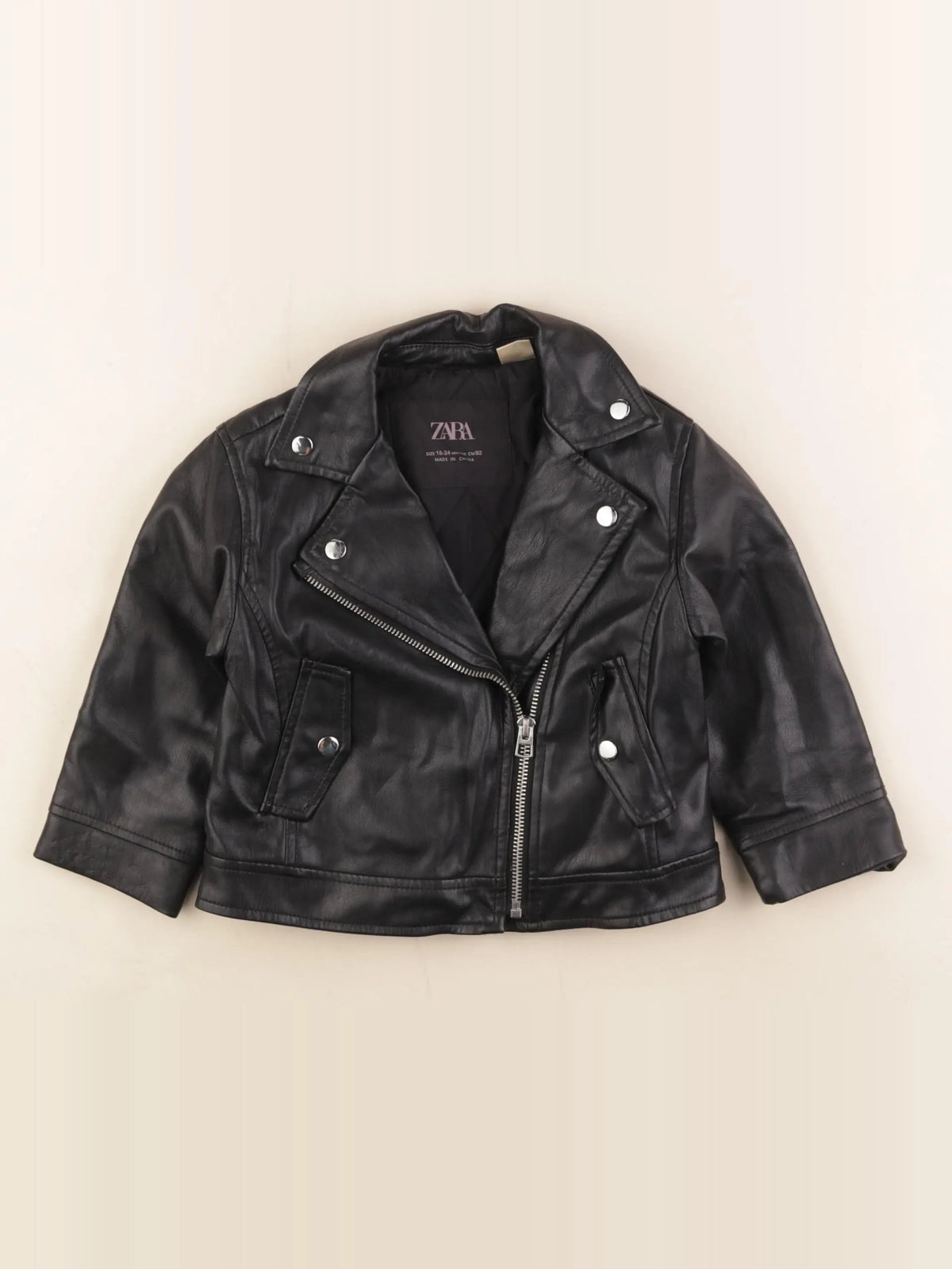 Zara - veste simili cuir noir - 18/24 mois