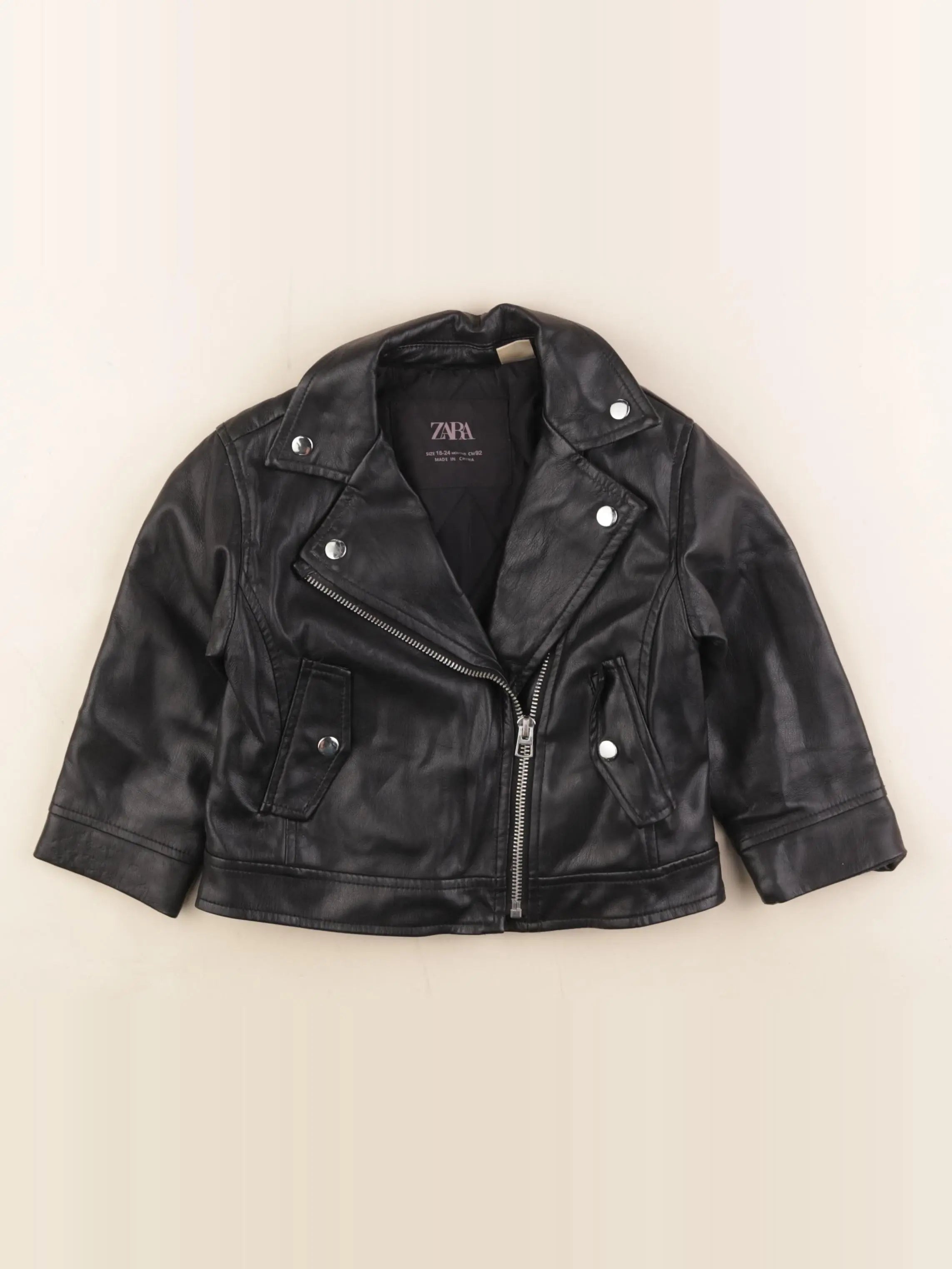 Zara - veste simili cuir noir - 18/24 mois