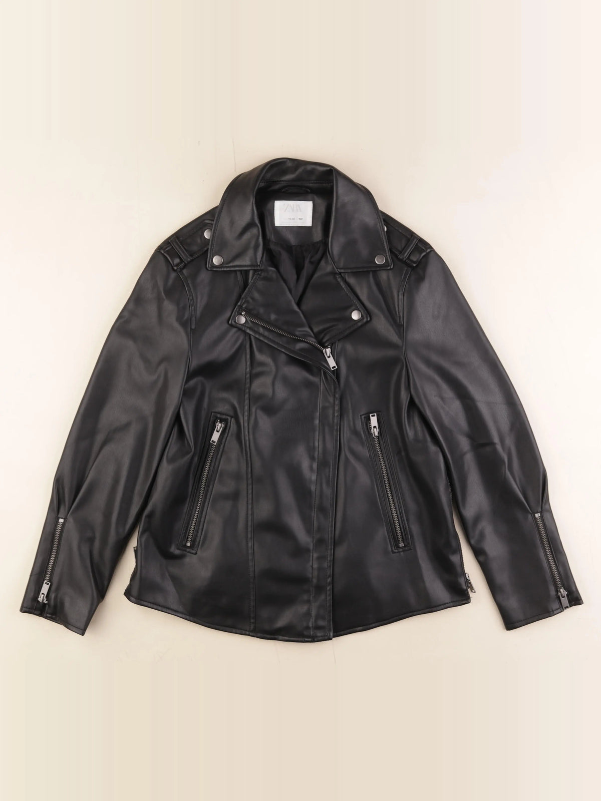 Zara - veste simili cuir noir - 11/12 ans