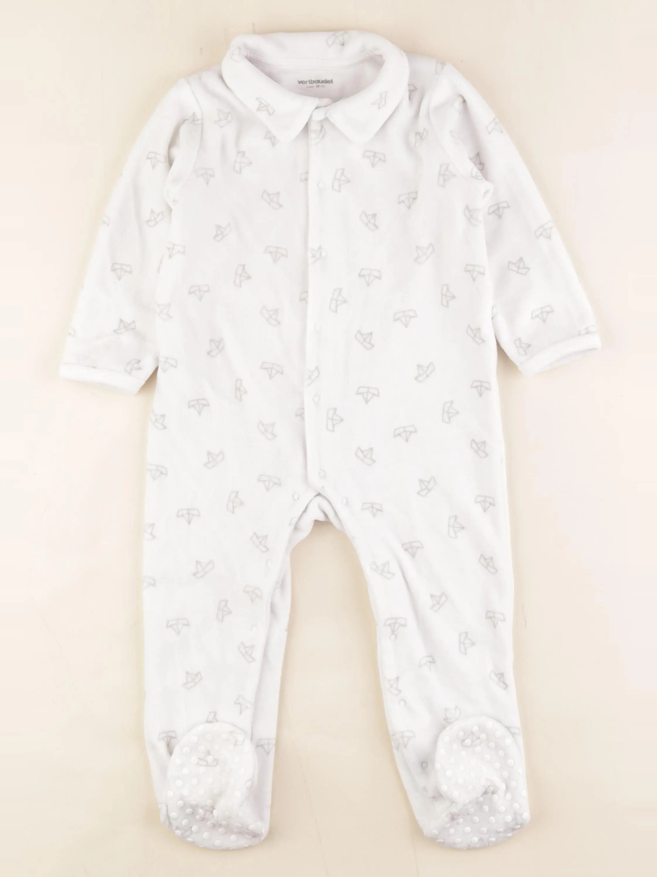 Vertbaudet - pyjama velours blanc - 2 ans