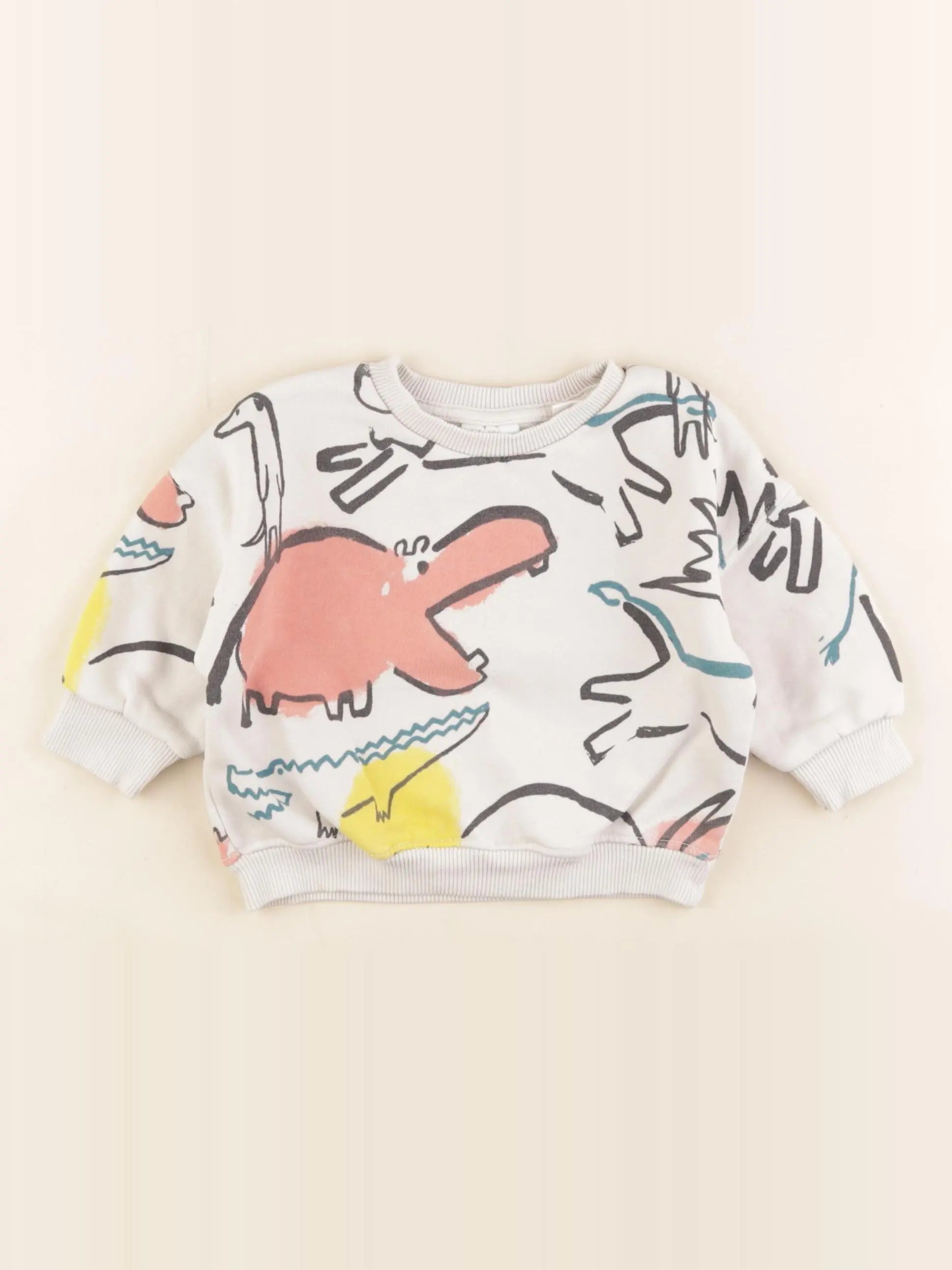 Zara - sweat beige, multicolore - 3/6 mois