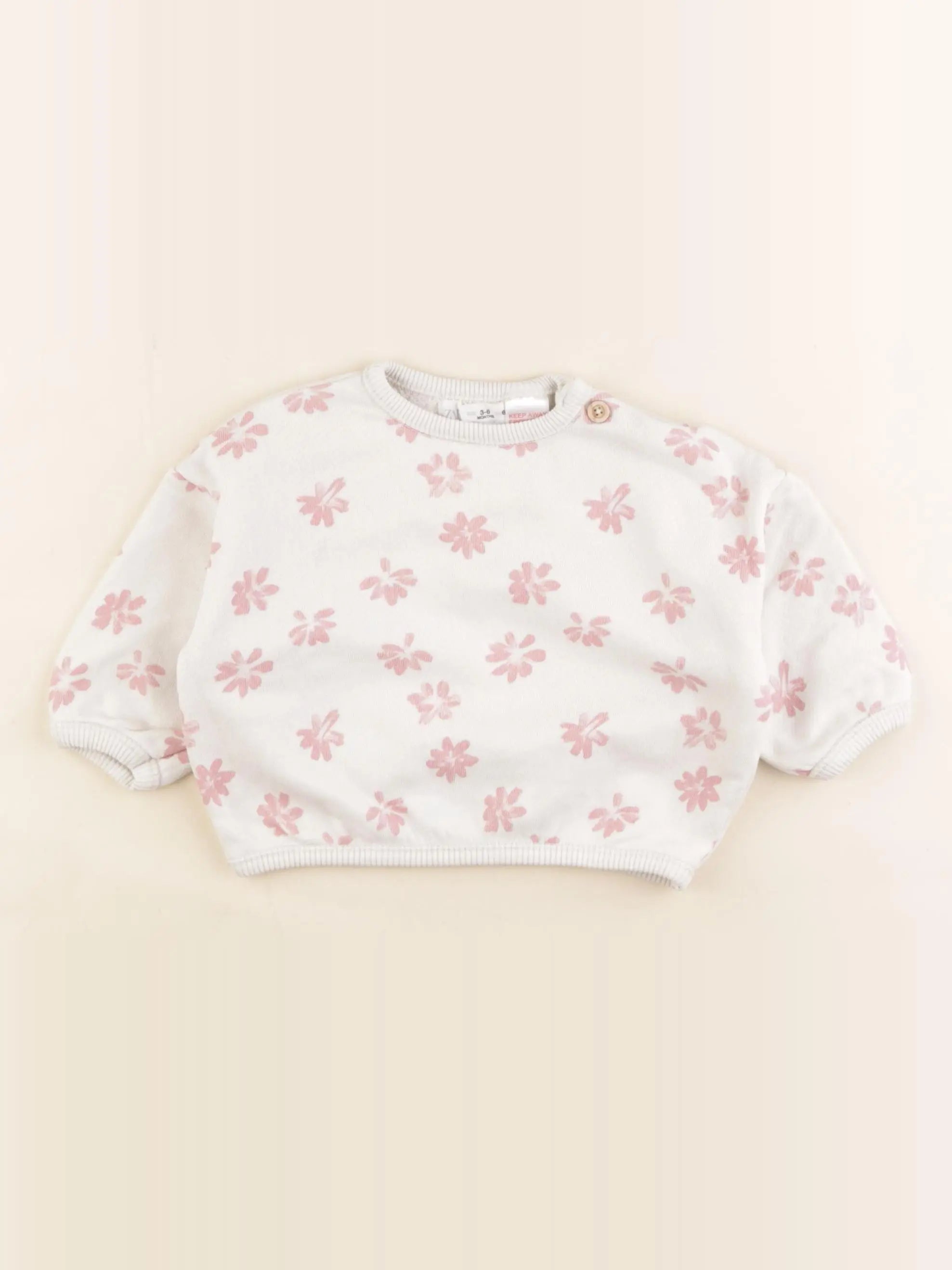 Zara - sweat rose, beige - 3/6 mois