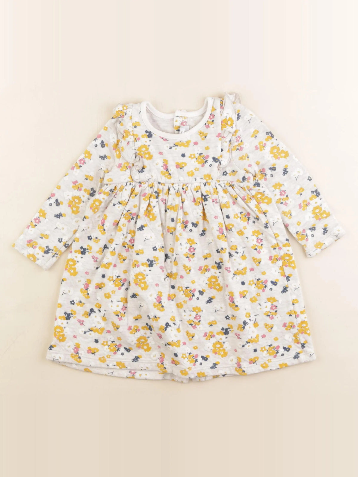 Petit Bateau - robe jaune, gris - 18 mois