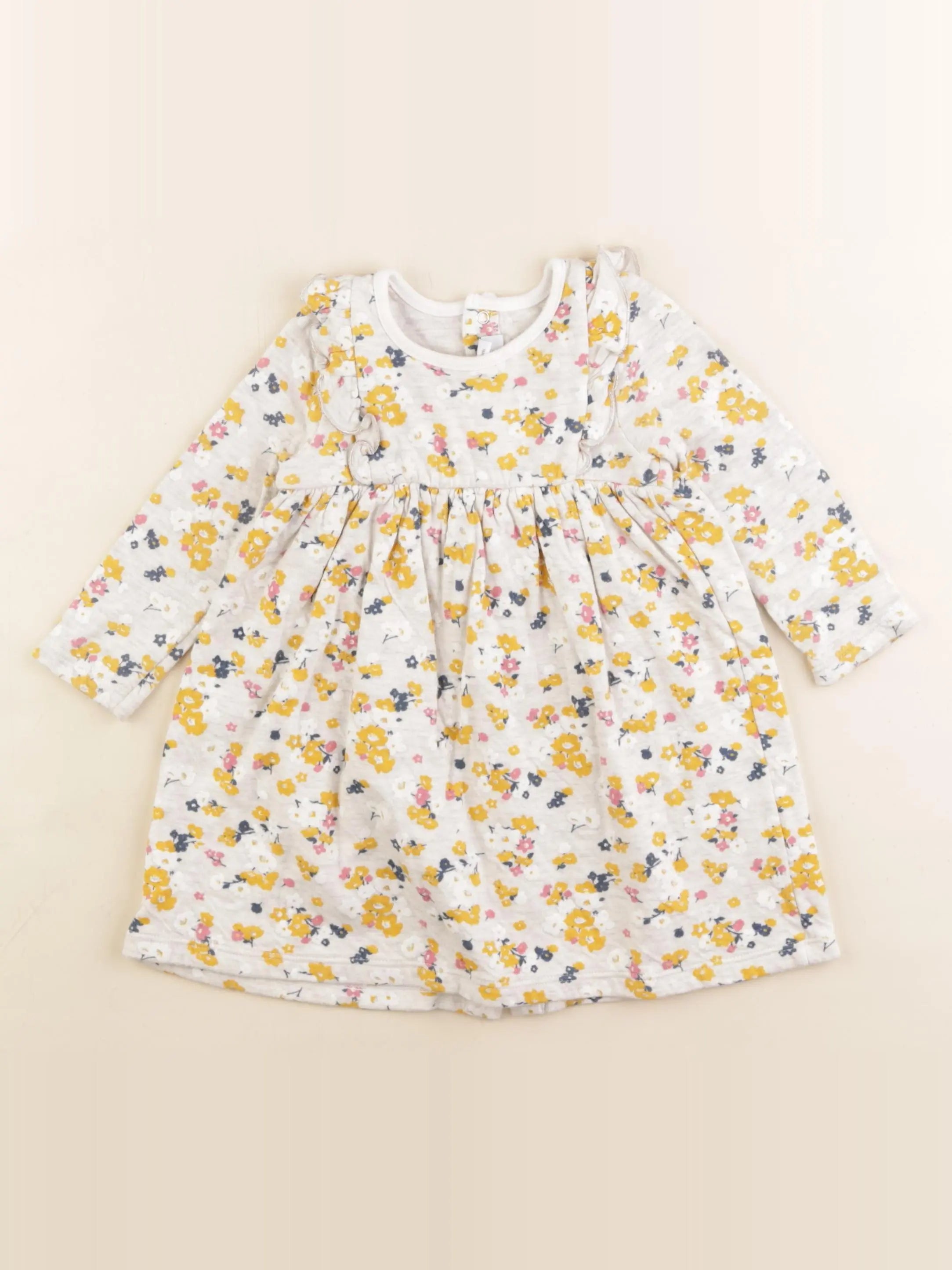 Petit Bateau - robe jaune, gris - 18 mois