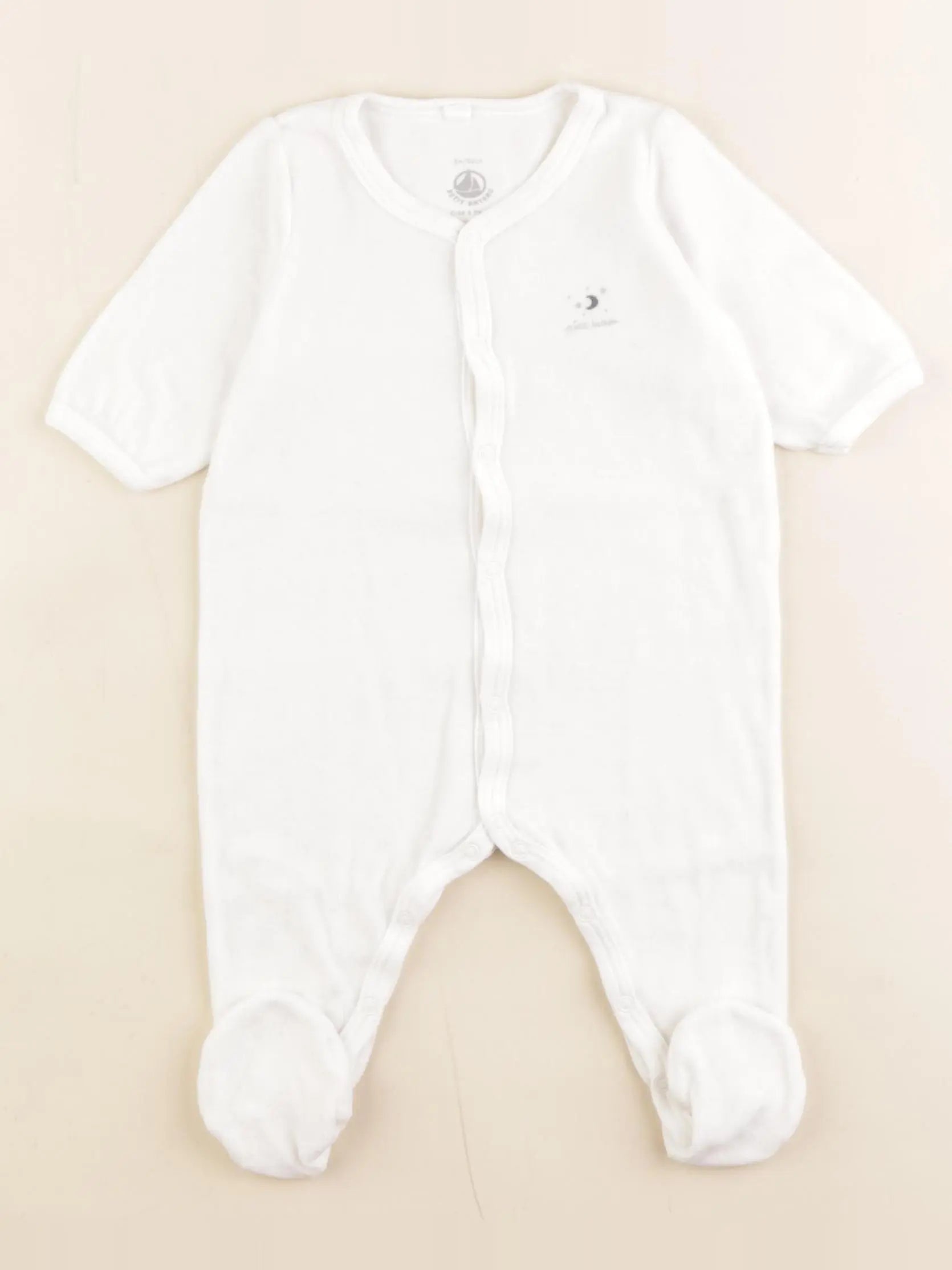 Petit Bateau - pyjama velours blanc - 3 mois