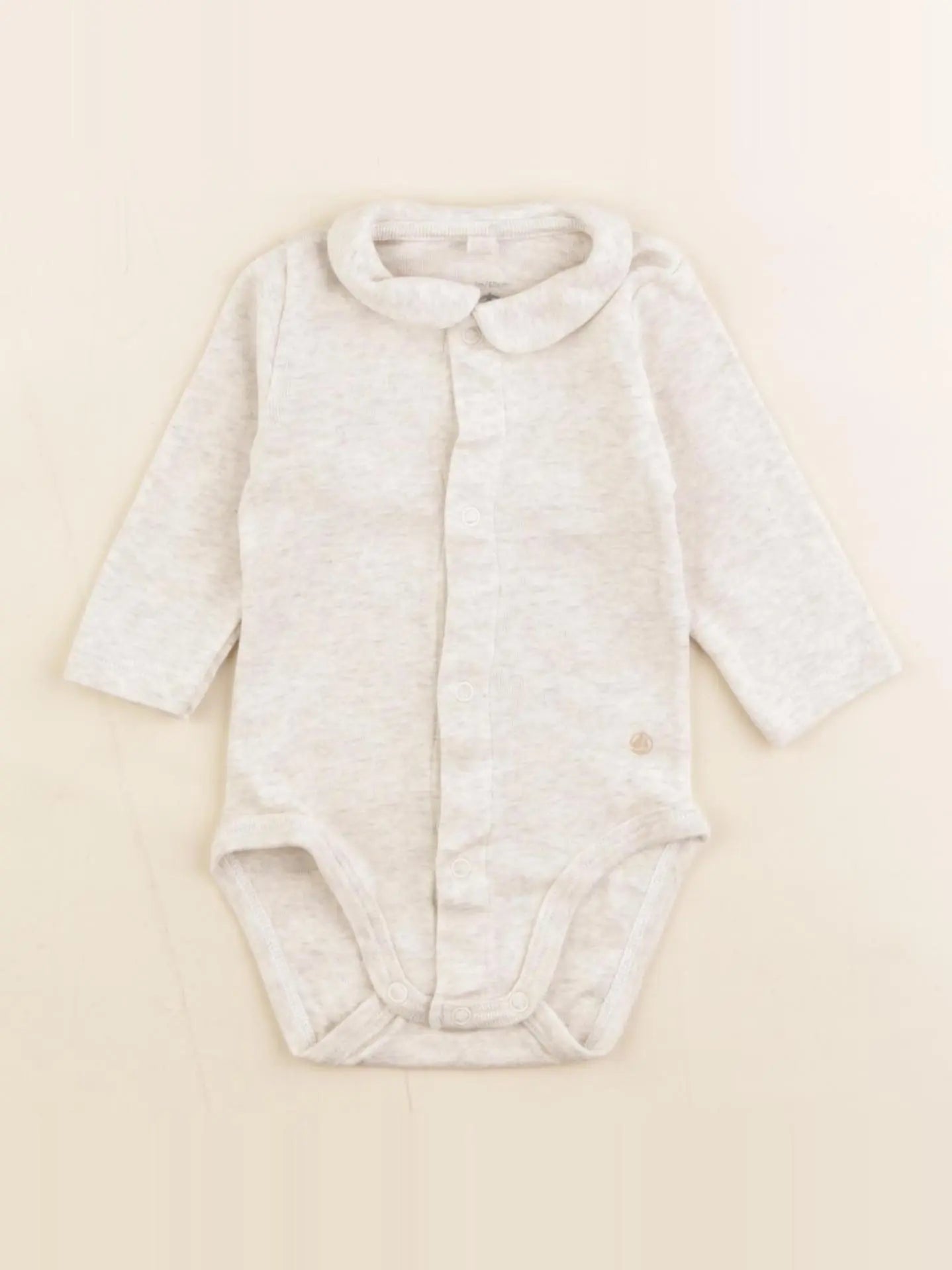 Petit Bateau - body à col gris - 3 mois