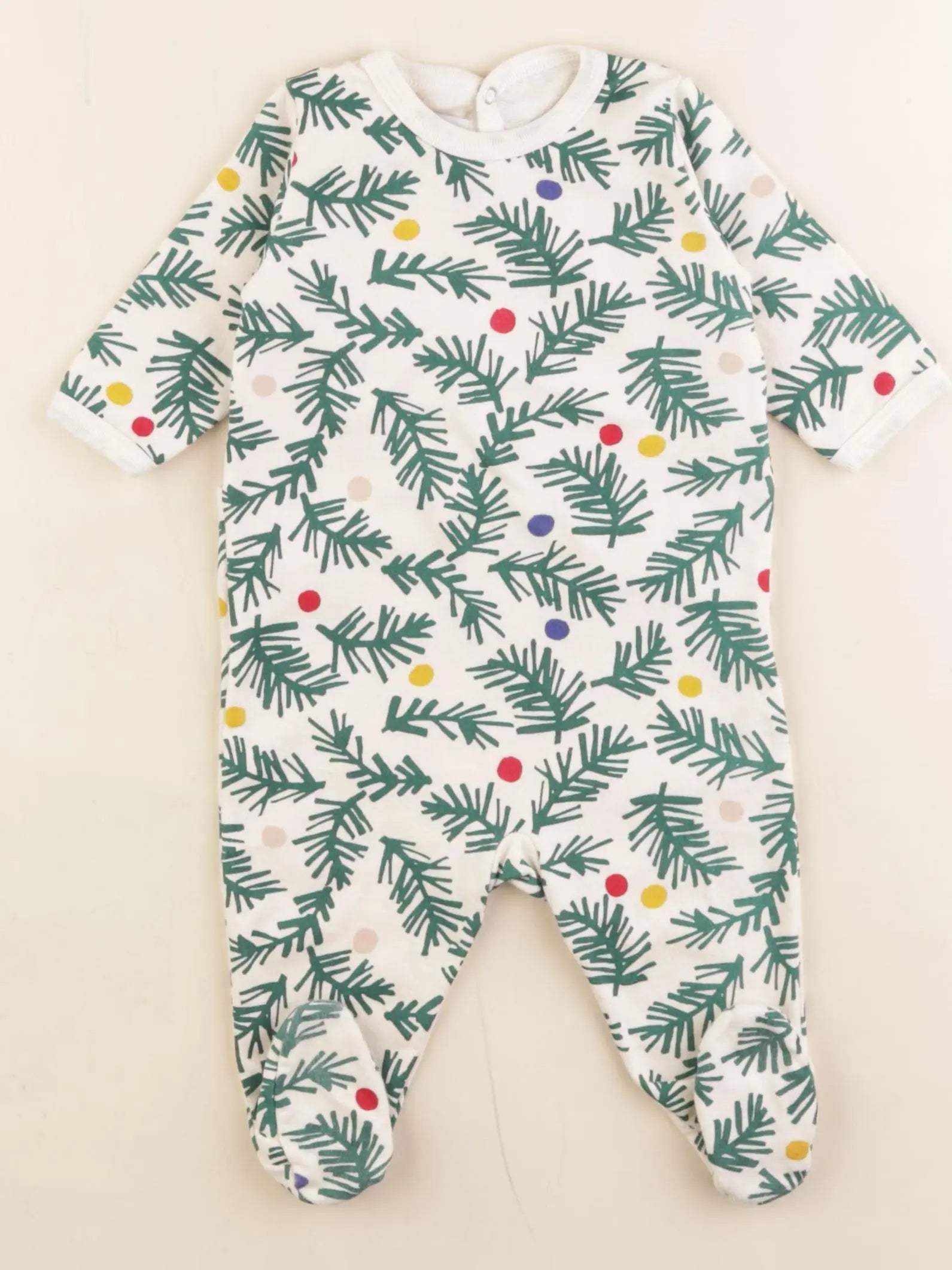Petit Bateau - pyjama coton beige, vert - 3 mois