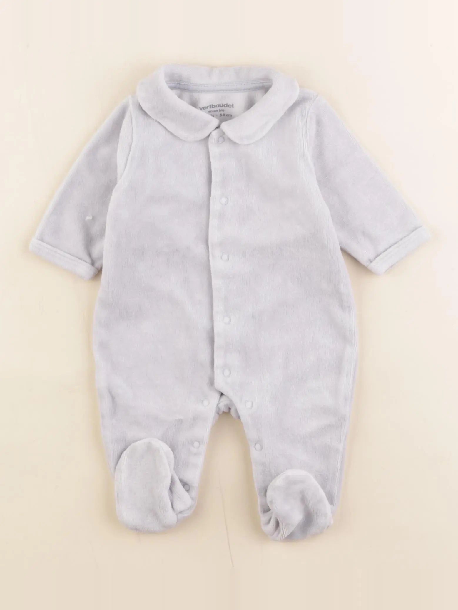 Vertbaudet - pyjama velours gris - 1 mois