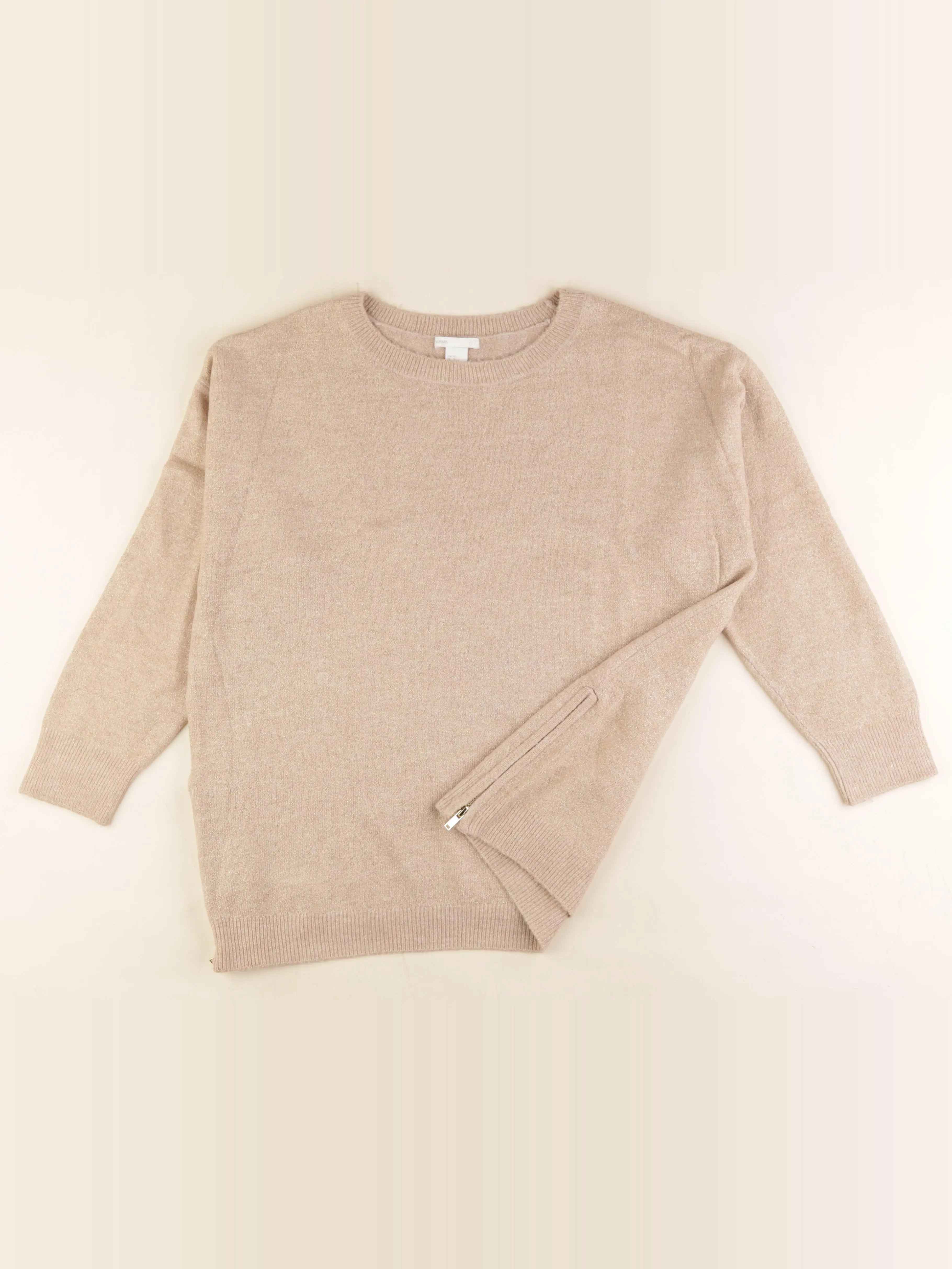 H&M - pull grossesse beige, or - xl