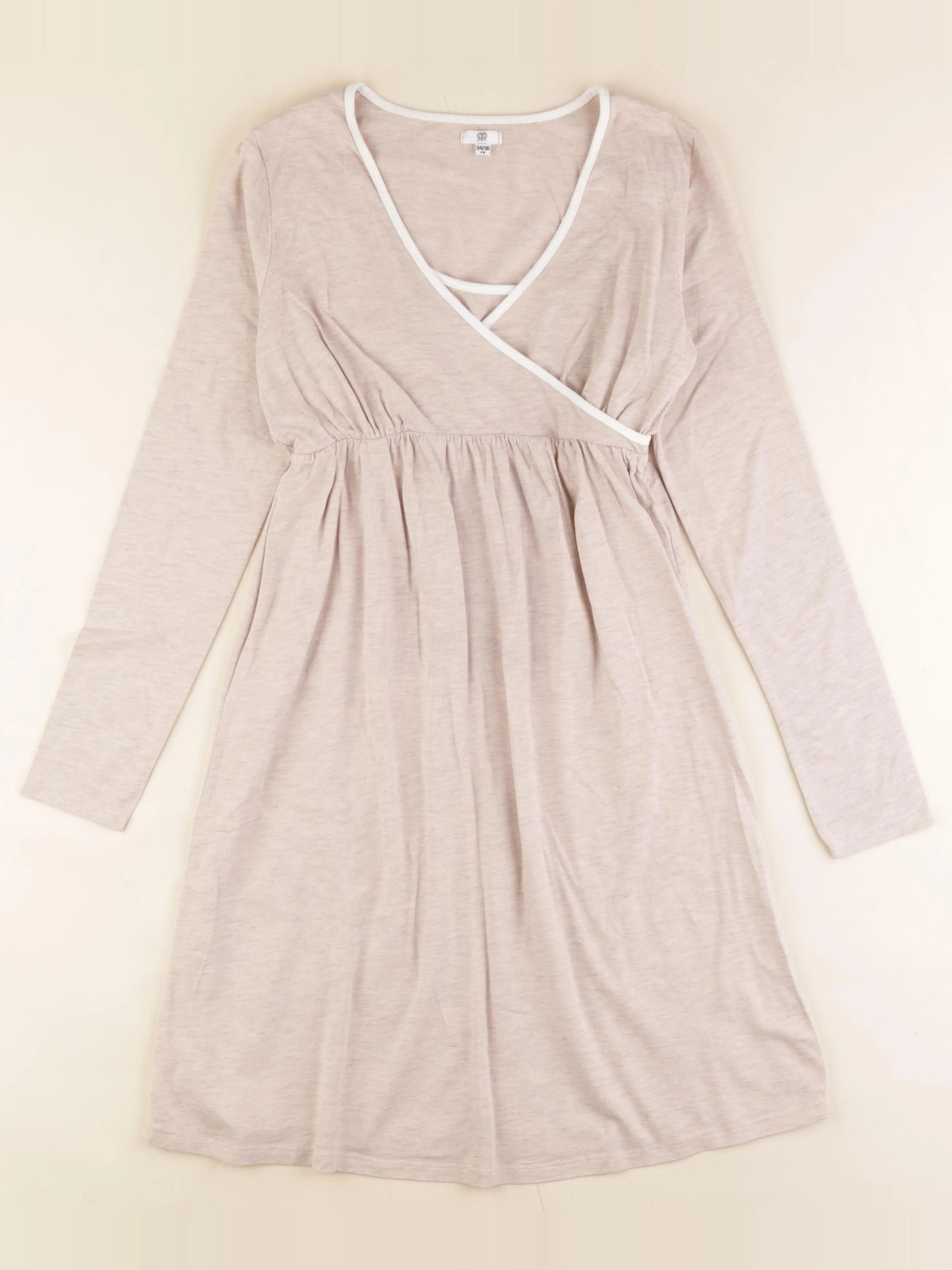 La redoute - chemise de nuit grossesse, allaitement beige, blanc - 34 à 36