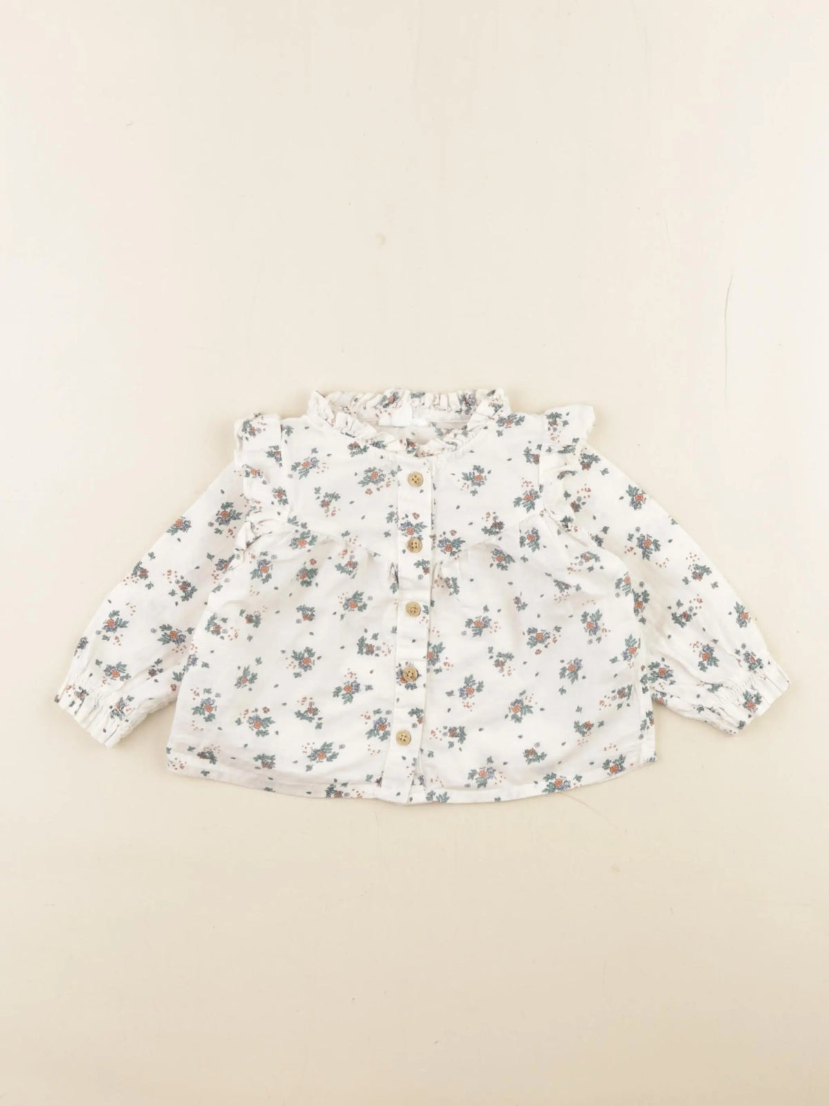 Vertbaudet - blouse beige, vert - 3 mois